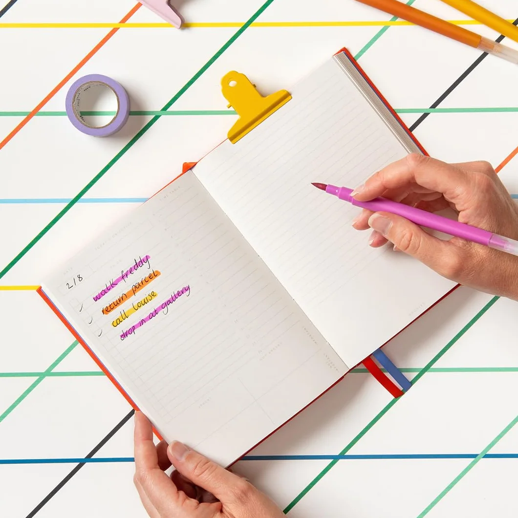 Agenda journalière non datée A5 couleur sauge avec calendrier horaire