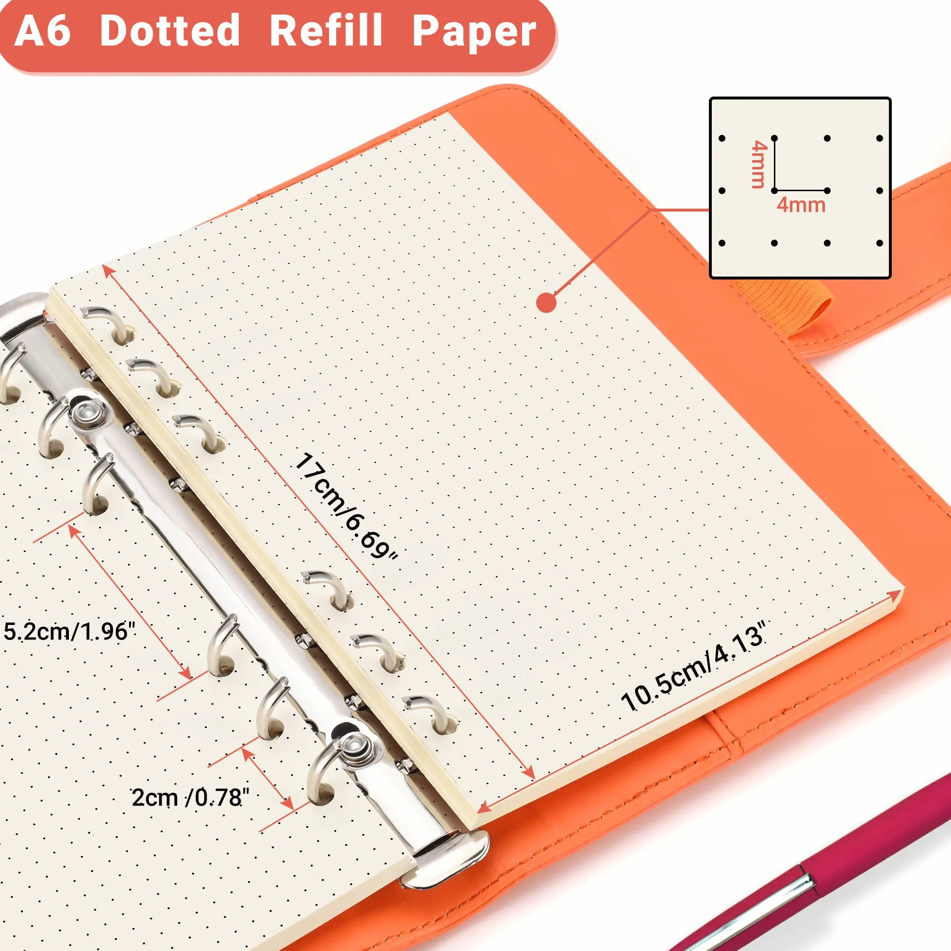 Papier A6 6 trous 100 GSM lignage pointillé 80 feuilles lot de 2 paquets
