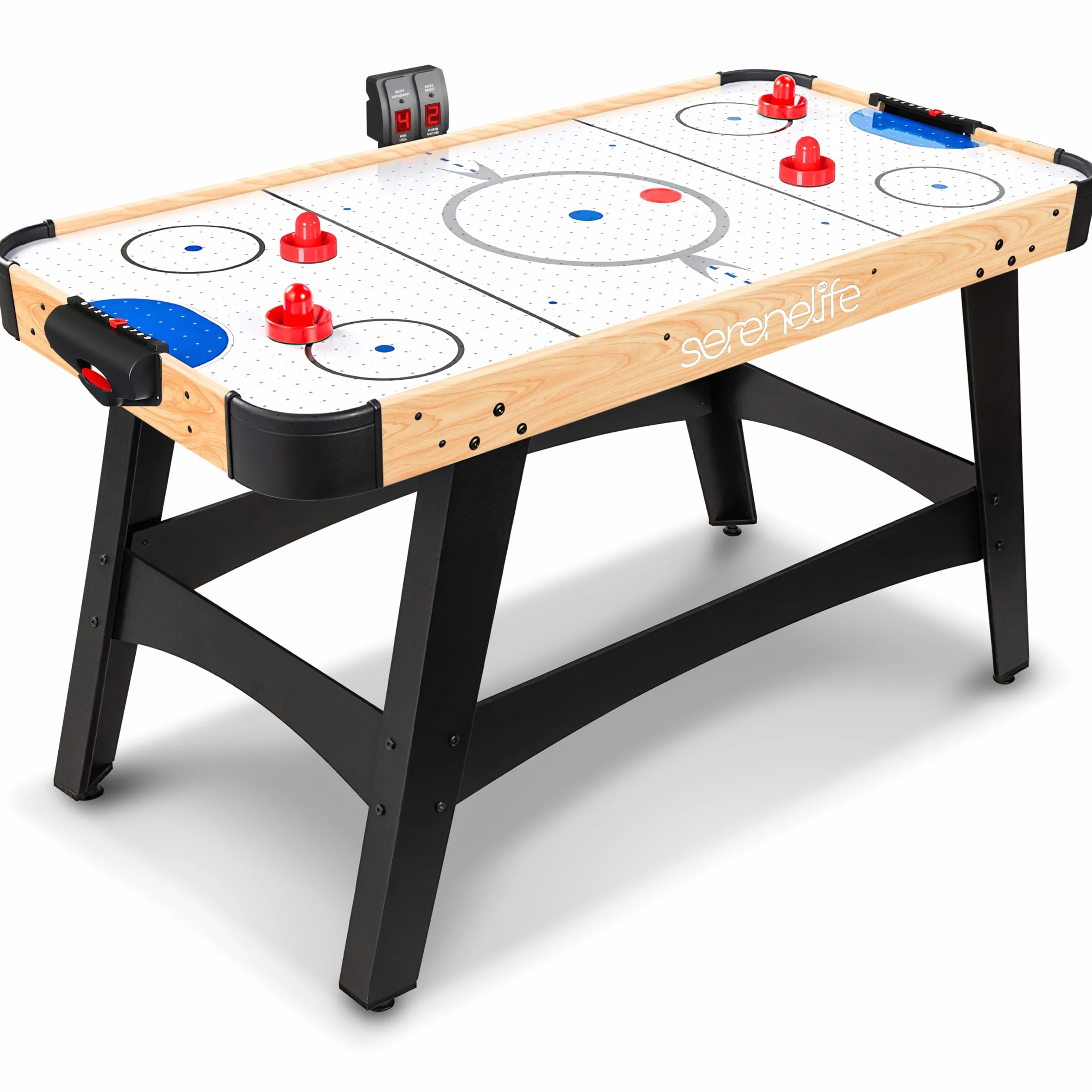 SereneLife Table de Air Hockey avec Soufflerie, Jeu de Hockey sur Table pour Enfants et Adultes avec Palets et Poignées