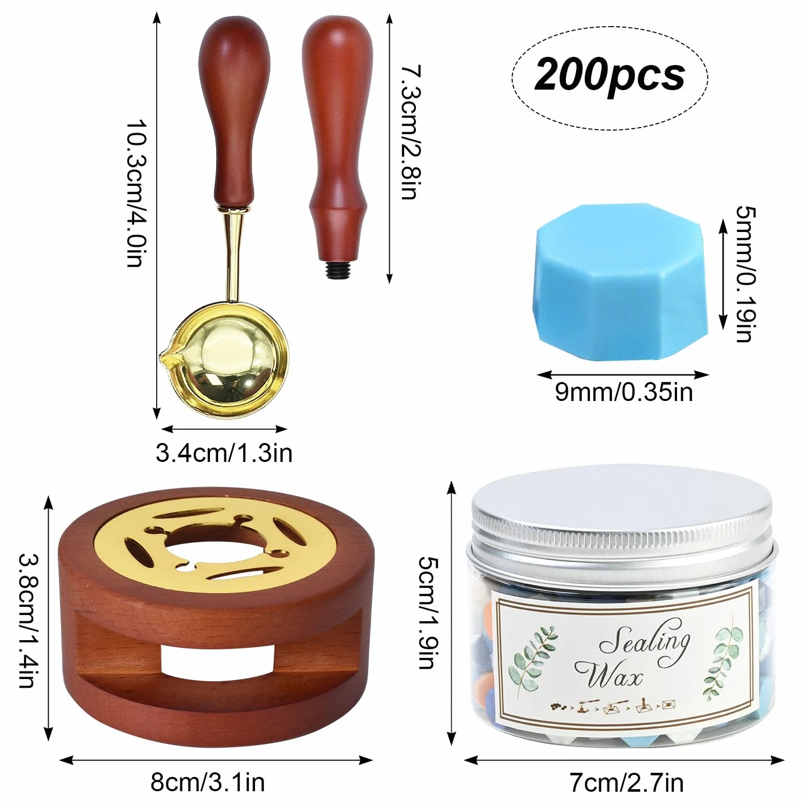 Kit Sceau de Cire 200 Pièces 13 Couleurs Perle de Cire à Cacheter avec Réchauffeur & Cuillère à Fondre