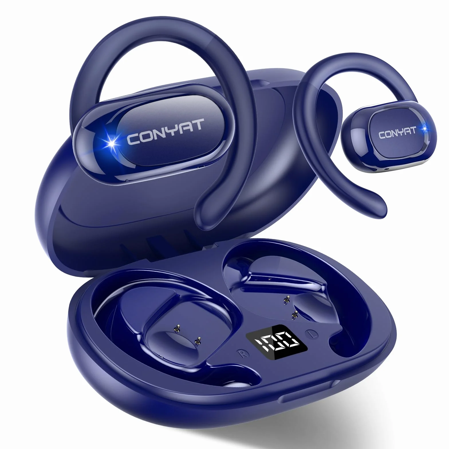 AI Ecouteur Traducteur Instantané Bluetooth 5.4 58H Open Ear 7 Modes de Traduction Bleu