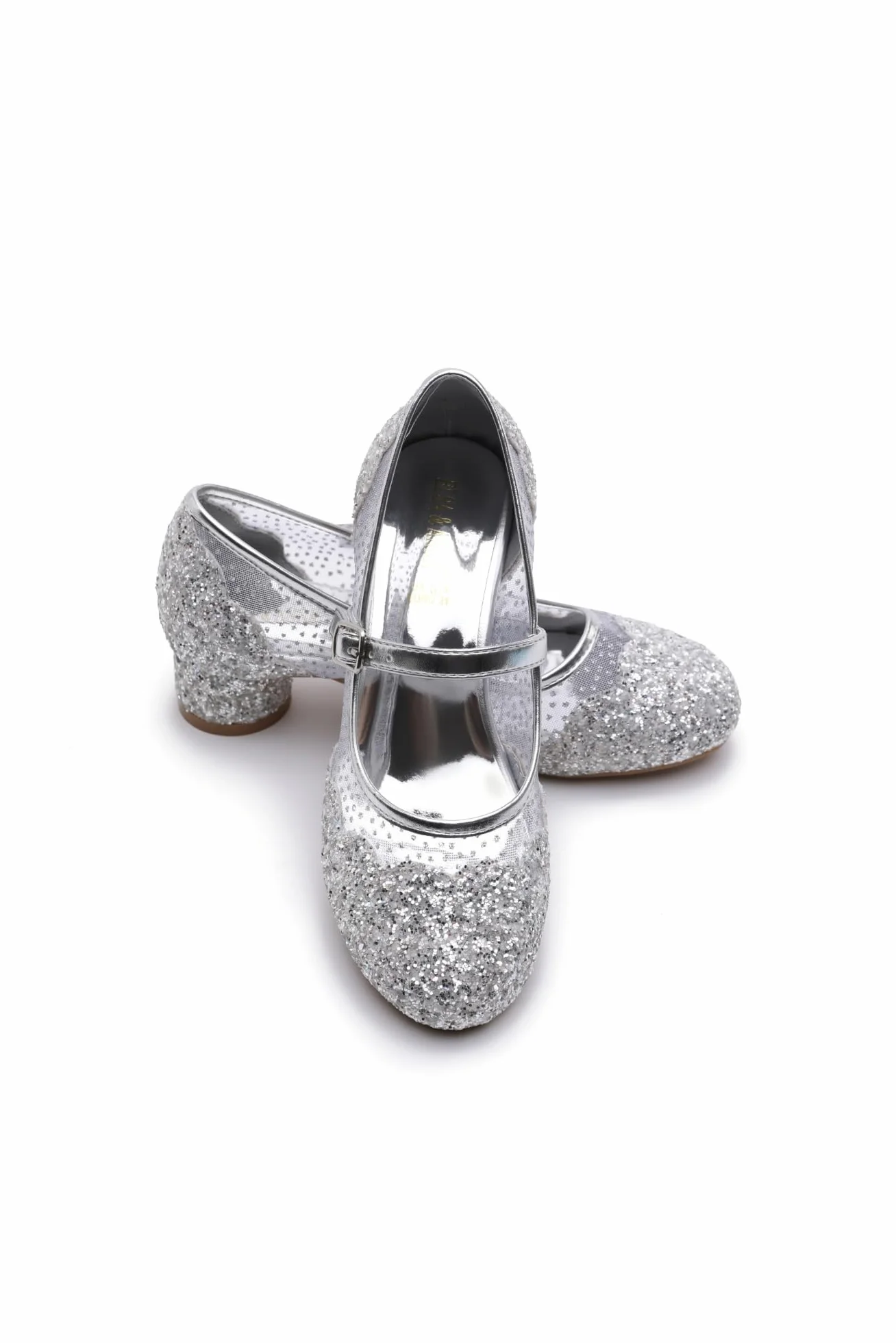 ELSA & ANNA Chaussures de Princesse pour Filles - Talons 3cm - Chaussures Reine des Neige Scintillantes - Argent, Taille 31