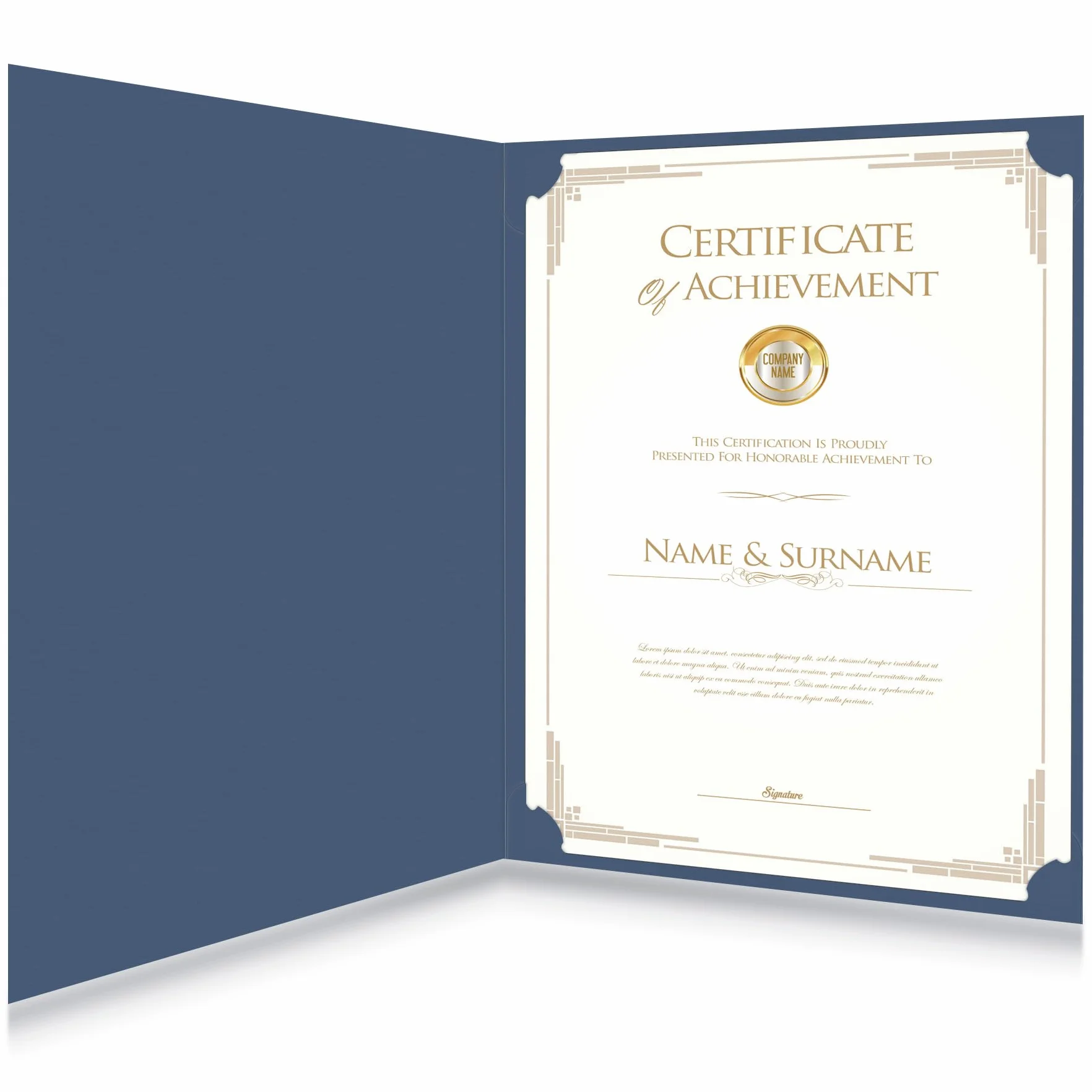 Lot de 30 porte-certificats bleu marine avec bordure en feuille d'or 21,6 x 27,9 cm