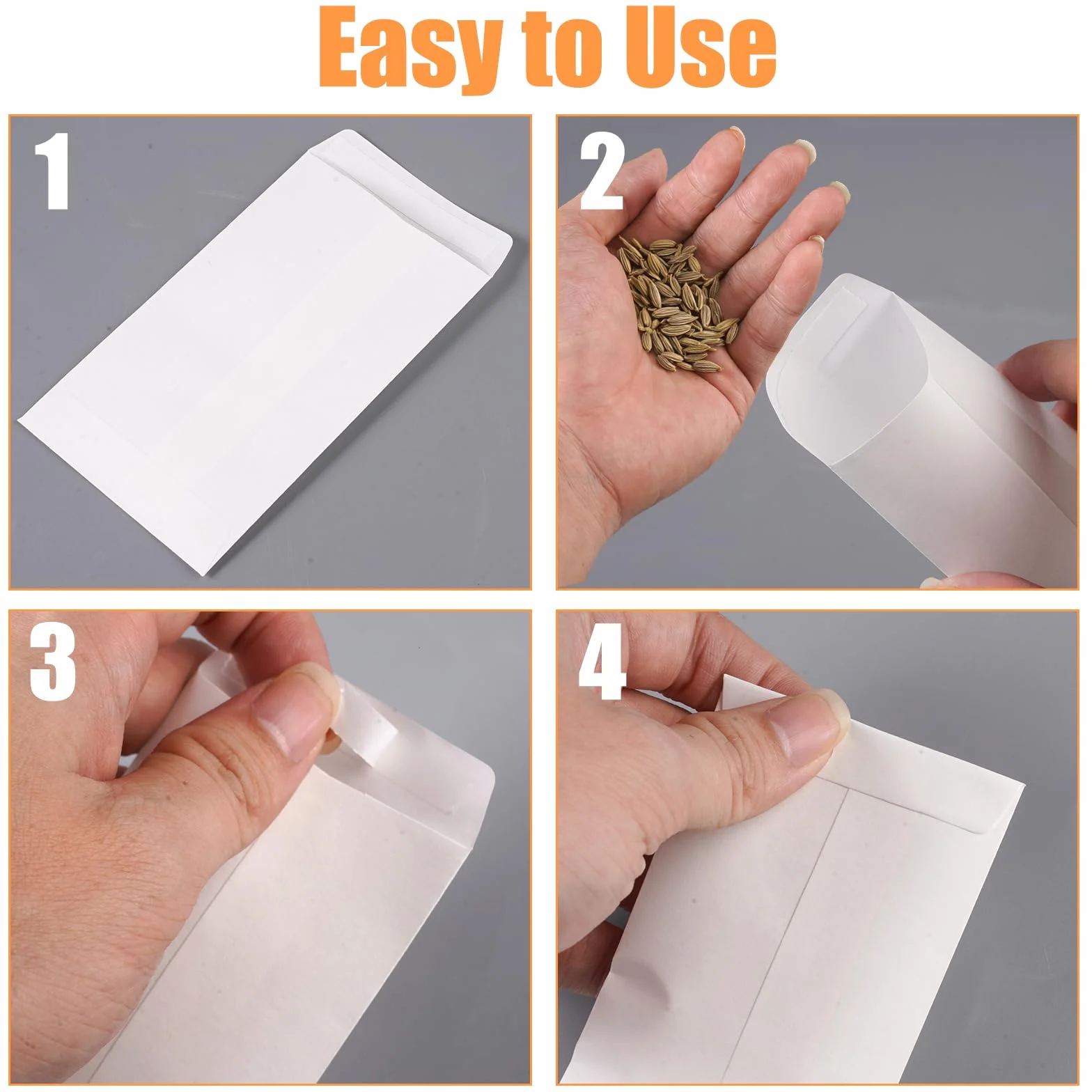Varenzya 100 Pièces Enveloppes Blanches Autocollantes Papier Kraft 6×10 cm pour Stockage Semences