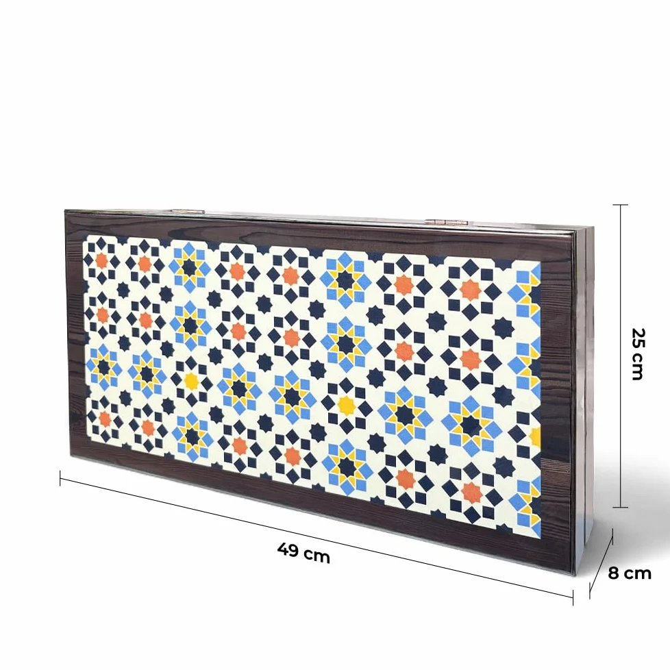 Biggdesign Star Backgammon | Boîtier magnétique en MDF avec revêtement anti-rayures, finition vernis 2 couches