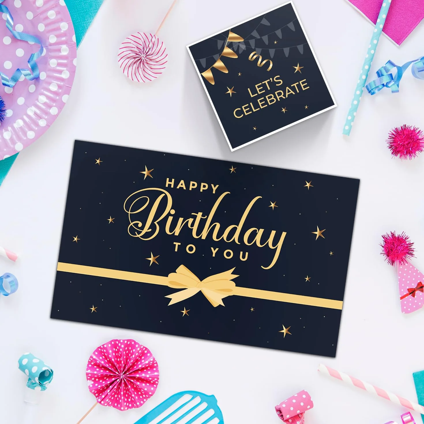 FETTIPOP 2 en 1 Boum Enveloppe Explosion Confettis Anniversaire Noir Premium 22 x 24 cm