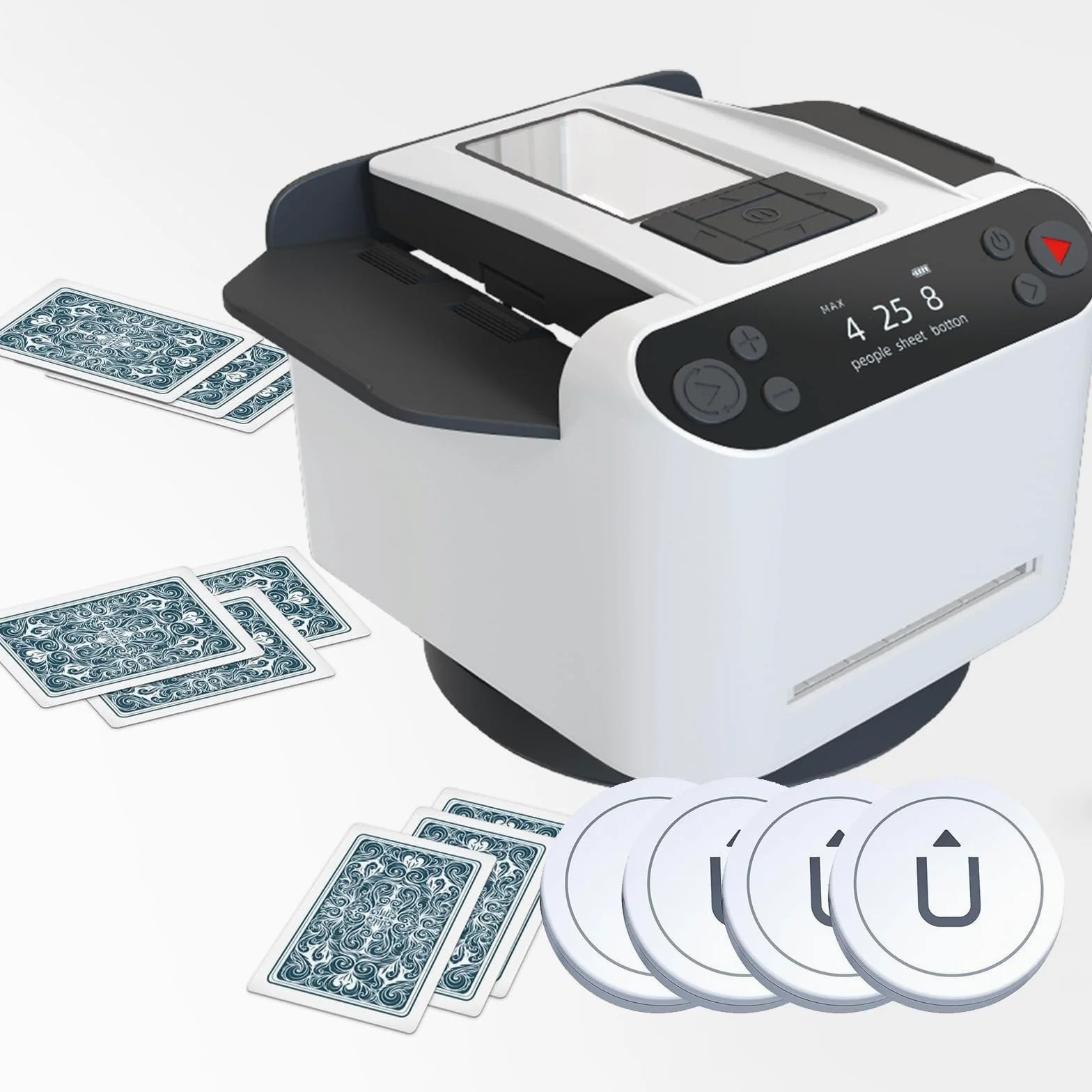 Distributeur de cartes automatique 2 en 1 rotatif à 360° et mélangeur de cartes de casino universel pour poker, UNO, Blackjack, Texas Hold'em