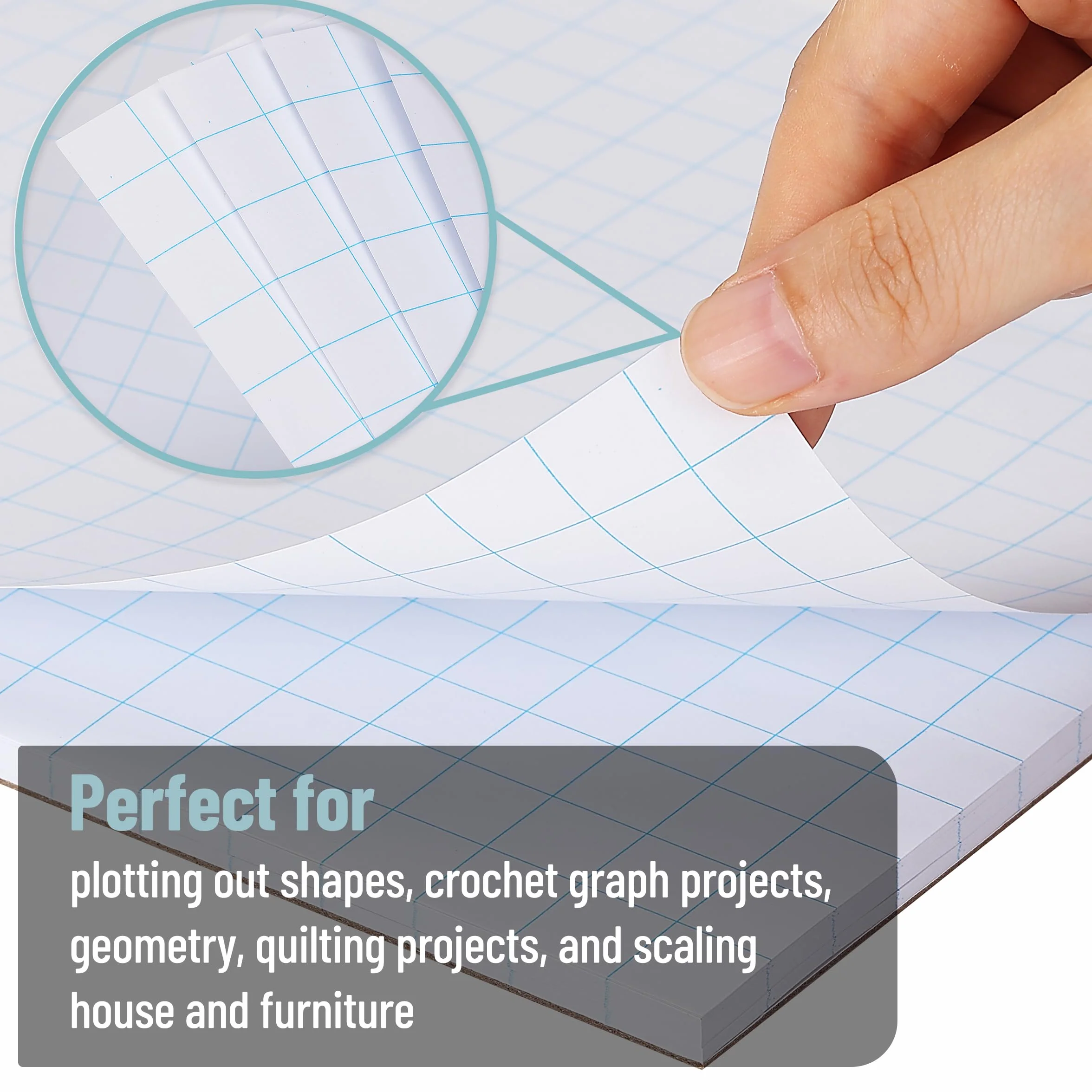 Mr. Pen Papier quadrillé 2 x 2, 21,6 x 27,9 cm, 55 feuilles, bloc de papier graphique mathématiques