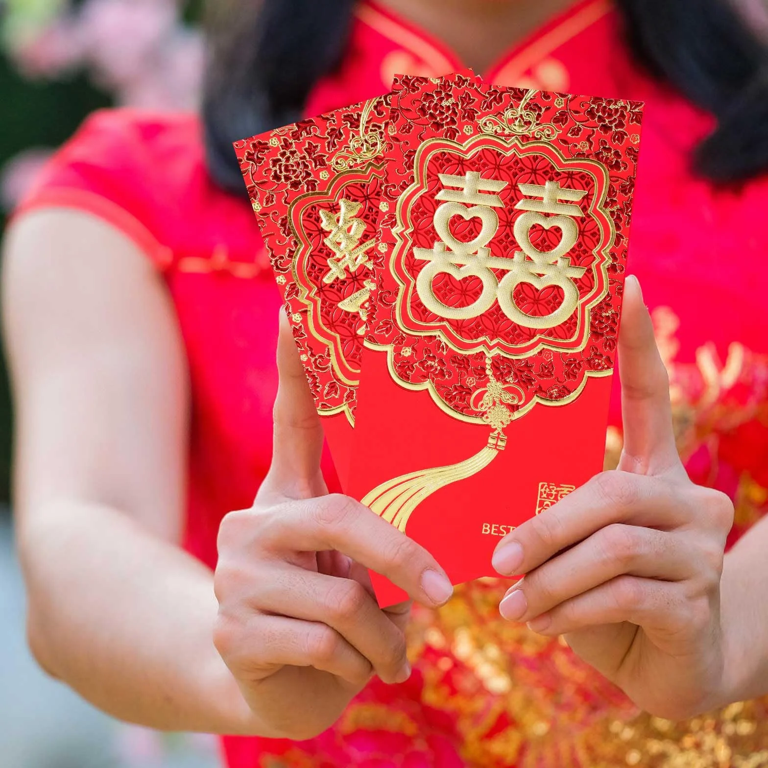 Enveloppes Rouges du Nouvel An Chinoises Porte-bonheur Lot de 36 pour Mariage Fête du Printemps