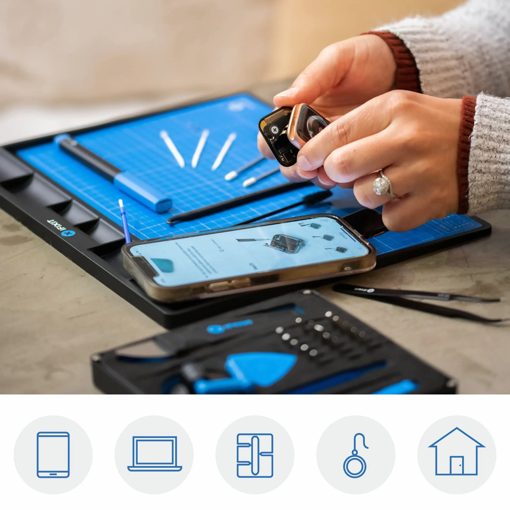 iFixit FixMat tapis de travail magnétique antistatique inscriptible avec stylo pour réparations électroniques