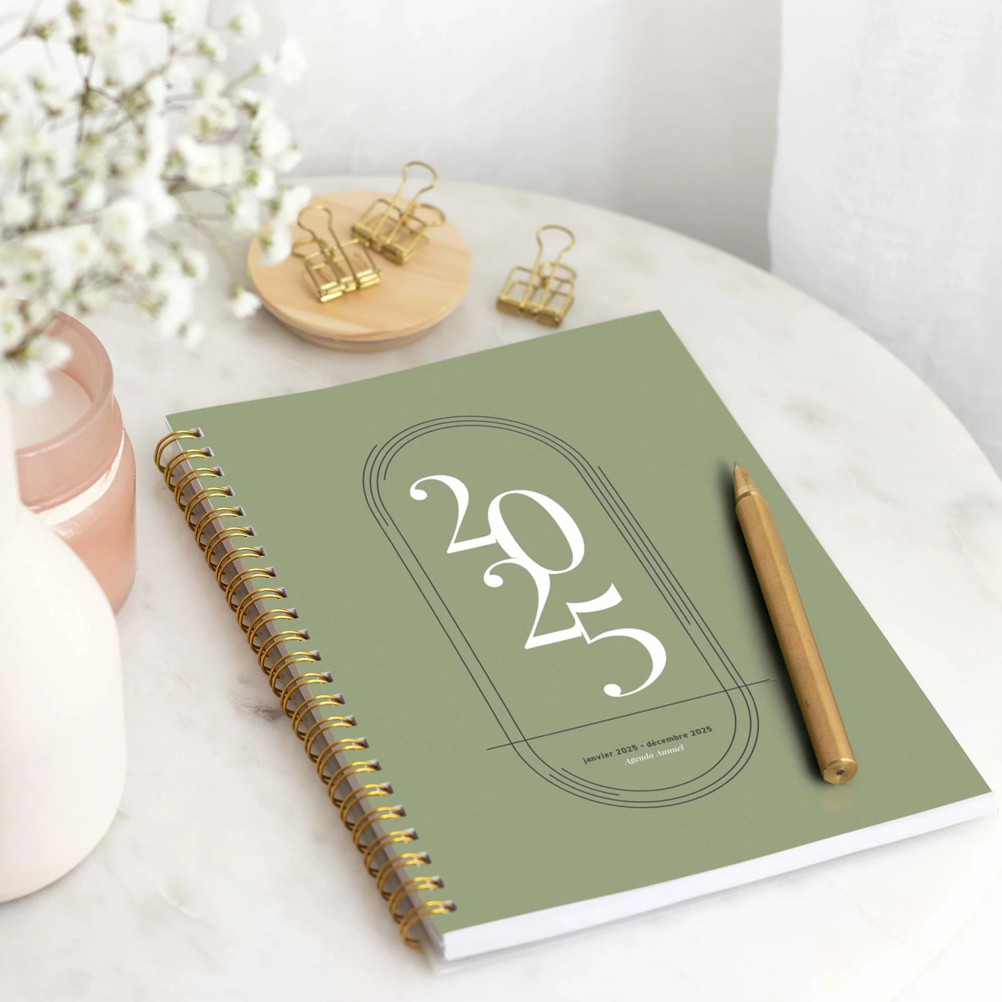 Rileys & Co Planificateur Mensuel et Hebdomadaire, Couverture Flexible, Reliure à Double Spirale, Pages de Notes, Calendrier Vert