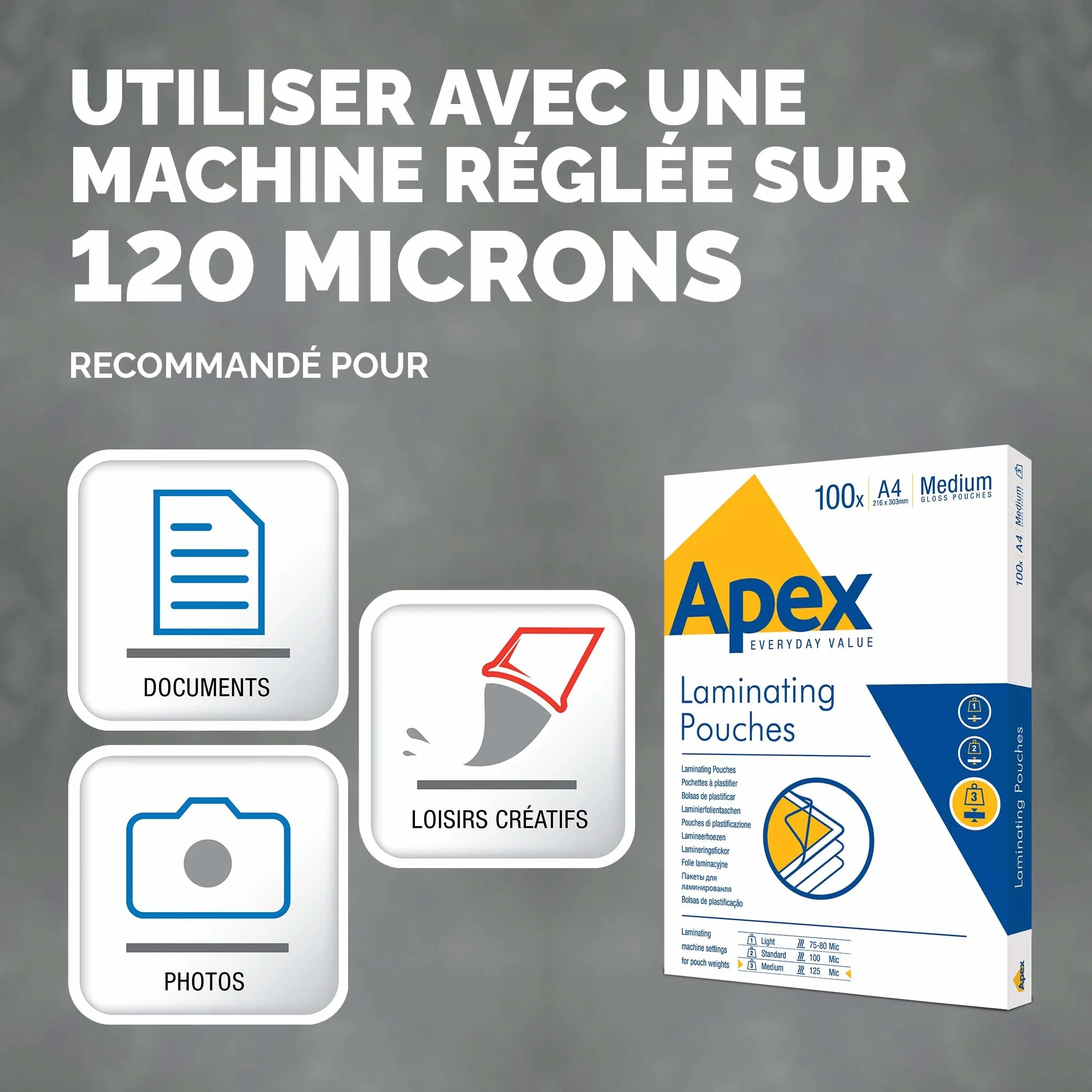 Fellowes Apex Pochettes de plastification A4 100 pièces