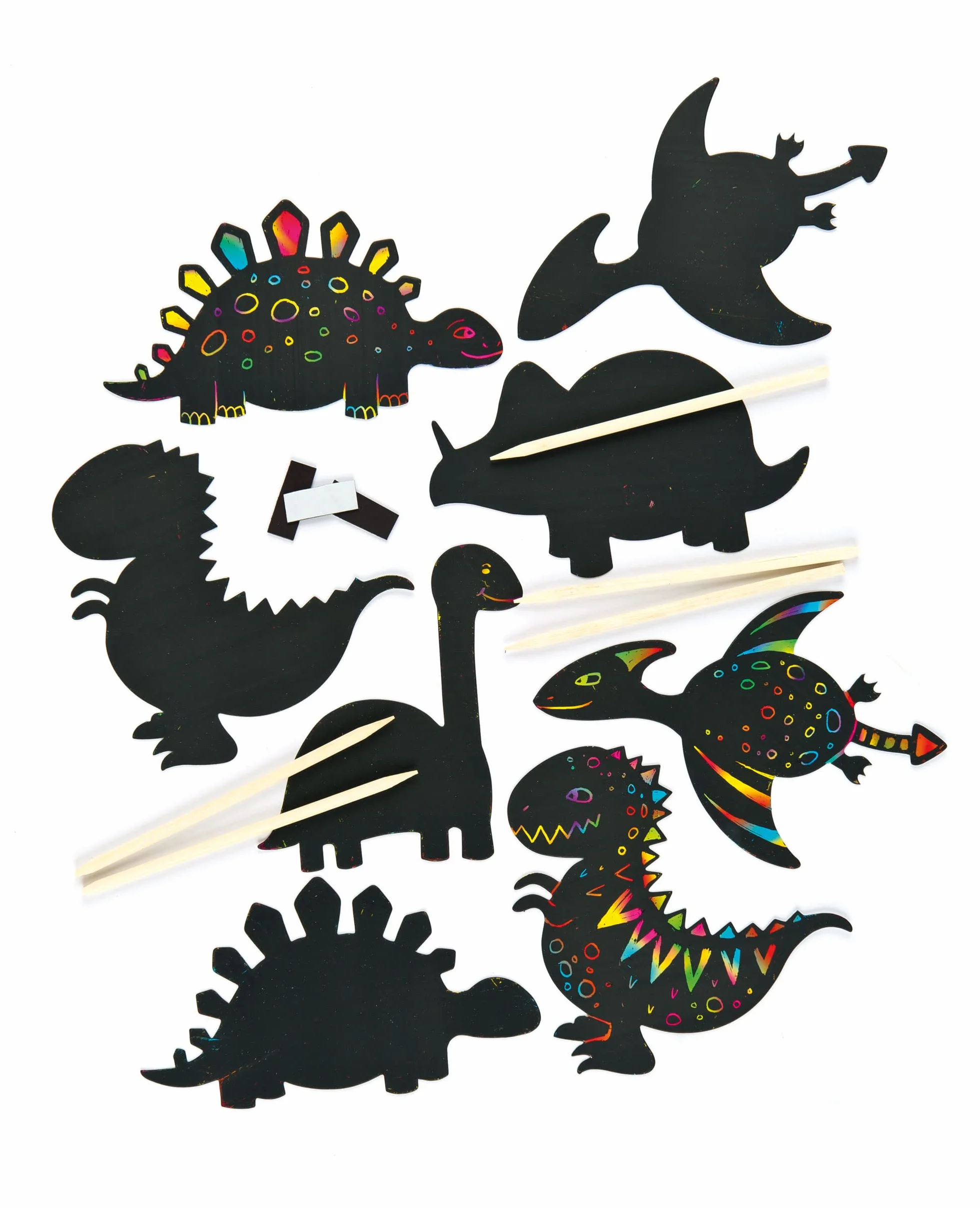Baker Ross EV254 Dinosaur Scratch Art Aimants pour réfrigérateur Lot de 10, pour enfants