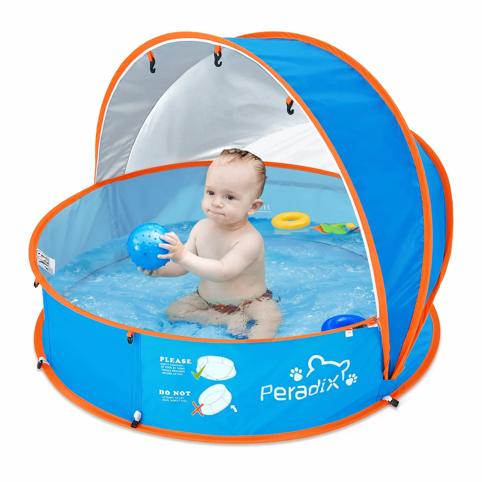 Peradix Splash Pool tente de plage 4 en 1 pour bébé avec abri solaire UV auvent moustiquaire pop-up portable