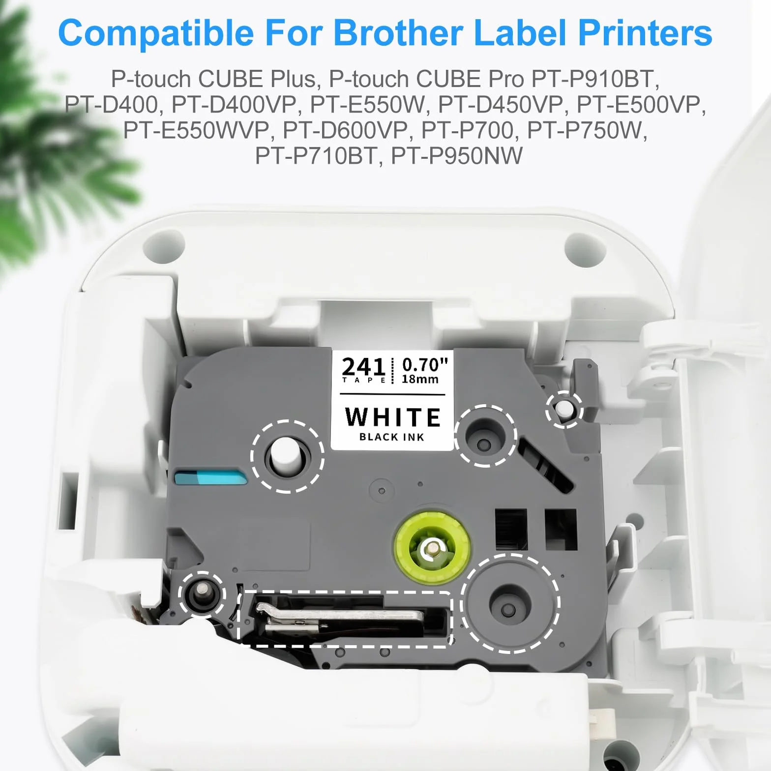 Lot de 3 rubans adhésifs Brother P-touch TZe-241 18 mm Noir sur Blanc