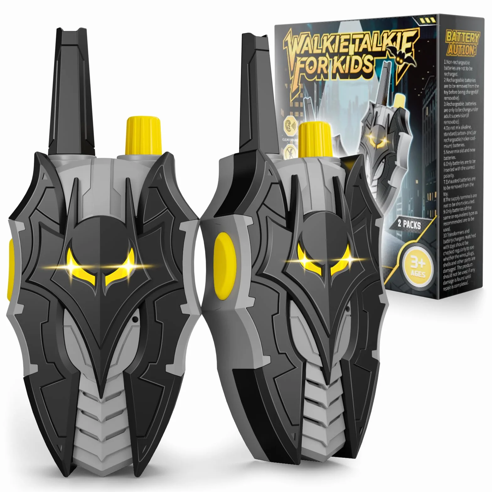 Talkie Walkie Enfant avec Yeux Lumineux, Design Bat Vaisseau Spatial & Fléchette Ailée, Jouet Garçon 3-12 Ans Jeux Extérieur