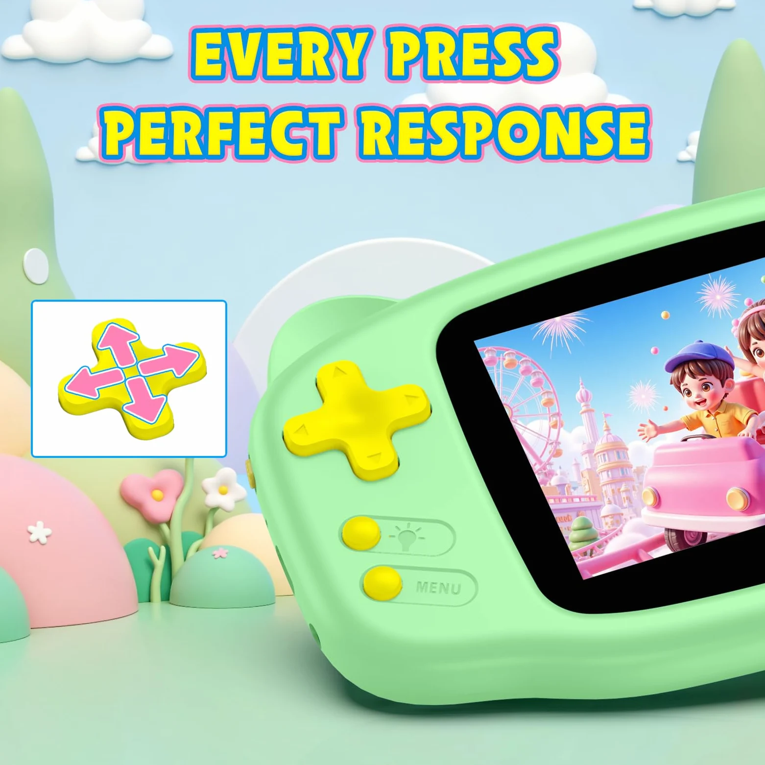 Console de jeu portable 16 bits, 300 jeux vidéo rétro préchargés, console de jeu rétro avec écran IPS de 3,2", mini lecteur de jeu vidéo portable rechargeable pour voyage et voyages en voiture