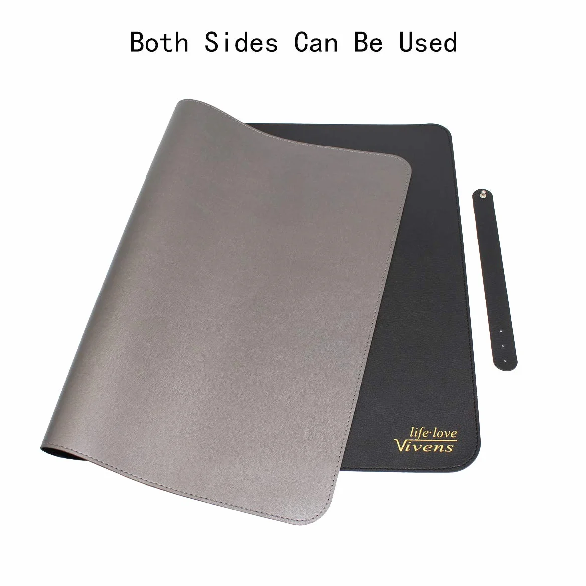 Tapis de Bureau Multifonctionnel en Cuir PU 60x40 cm, Tapis de Souris Antidérapant Double Face Noir