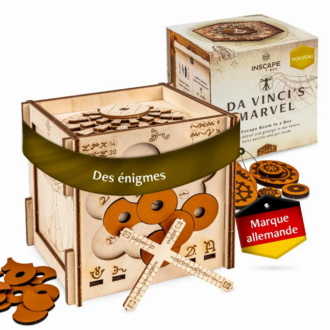 INSCAPE Da Vinci´s Marvel - Boîte de puzzle en bois - Boîte de puzzle - Escape Room - Jeu de puzzle pour adultes et enfants - Puzzle 3D en bois - Cluebox - Jigsaw Puzzle