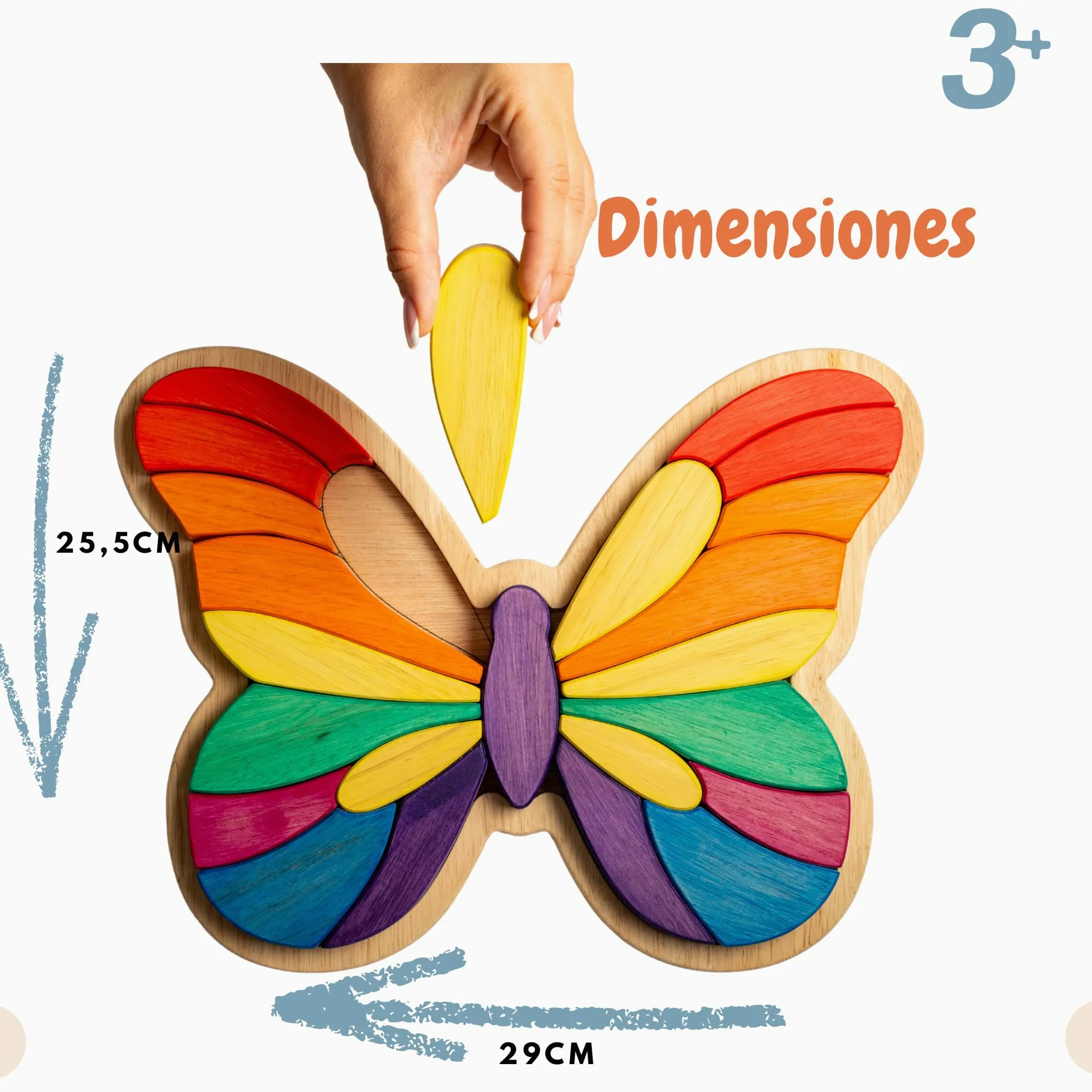 Puzzle en bois papillon 3+ ans - Jouet éducatif pour enfant, développement de la motricité fine
