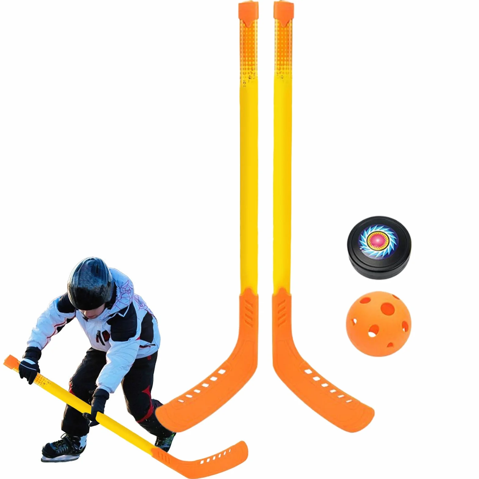 Bâtons de Hockey d'intérieur pour Jeunes Débutants – Ensemble de Crosses Légères avec Balles