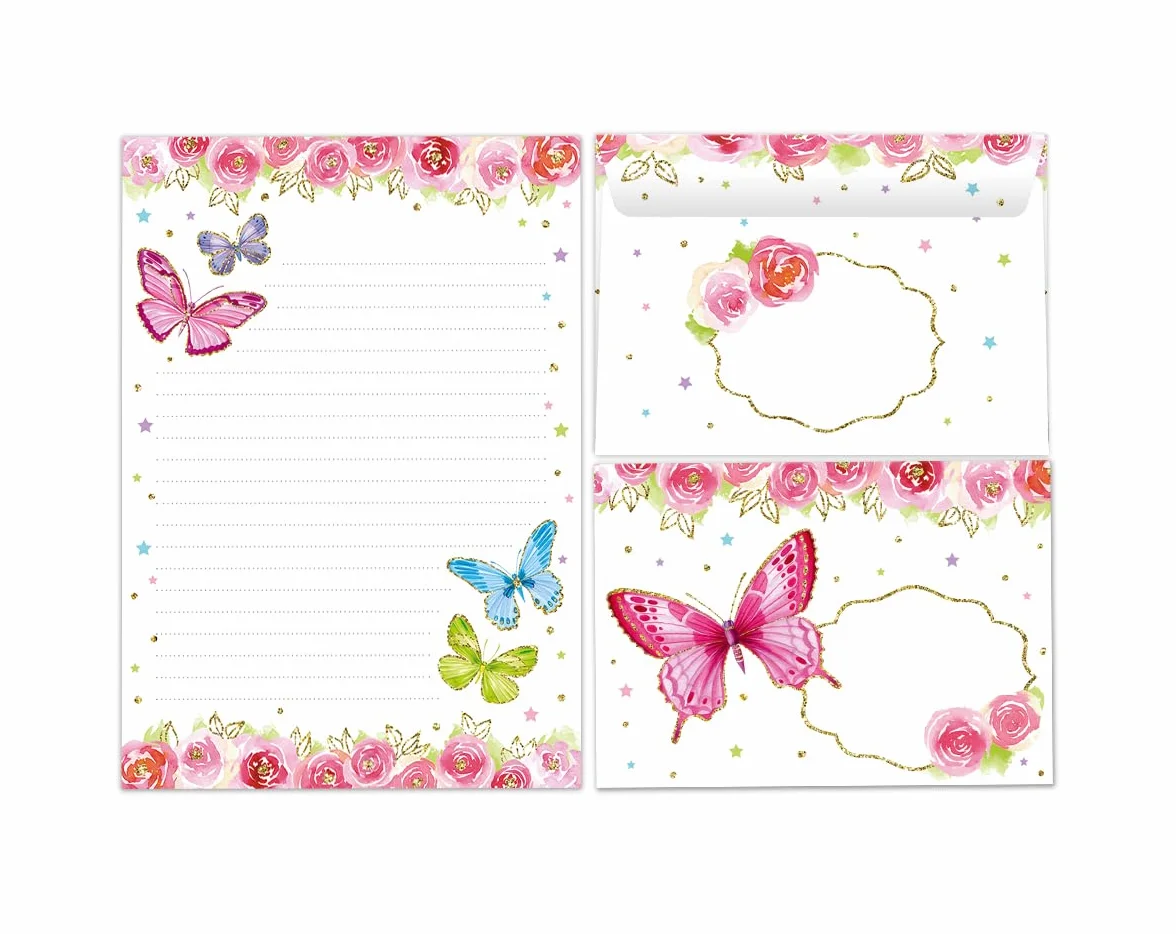 Papier à lettre A5 avec enveloppes pour enfants - Bloc ligné 25 feuilles + 15 enveloppes