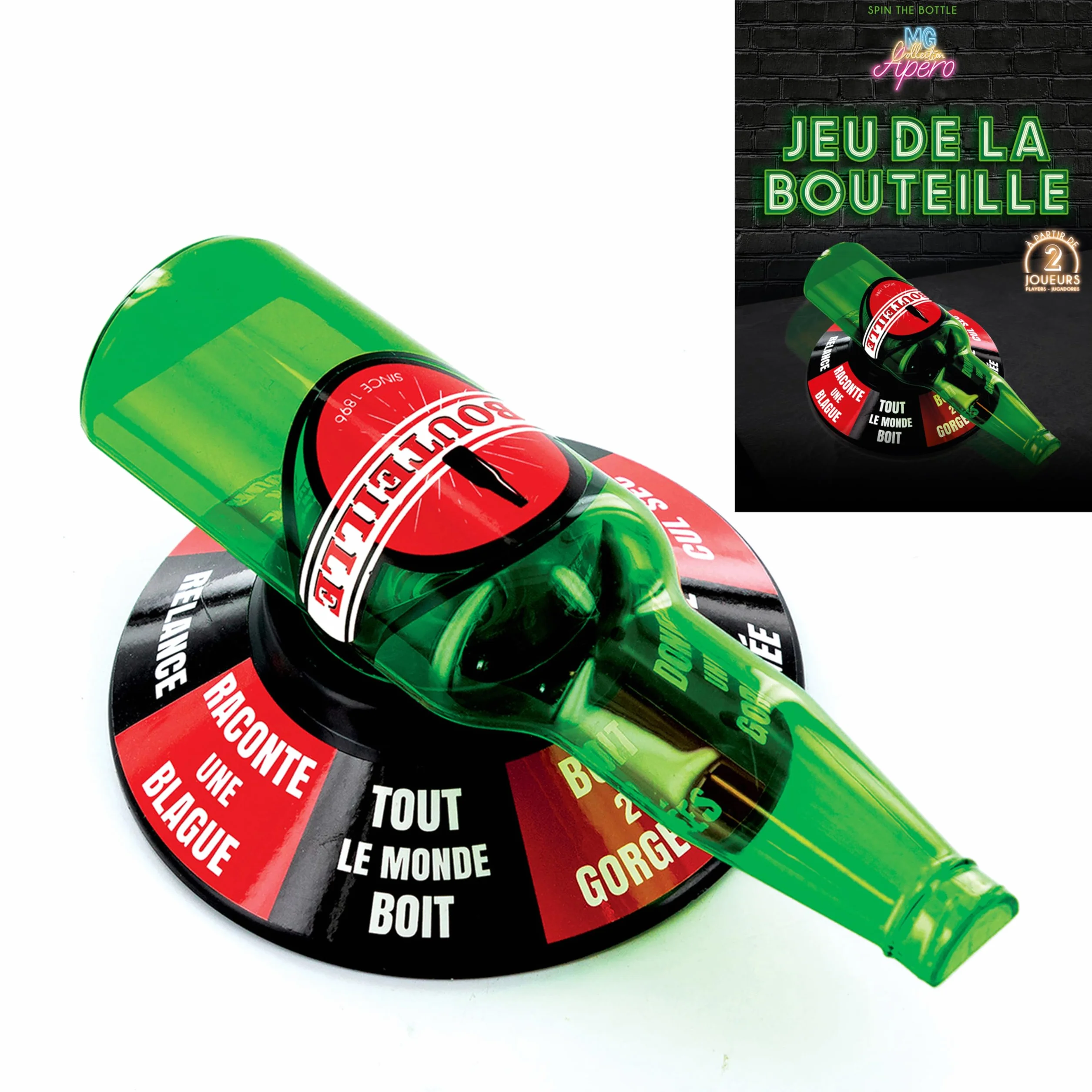 Mister Gadget Jeu de La Bouteille Vert Rouge Noir Amusement Divertissement