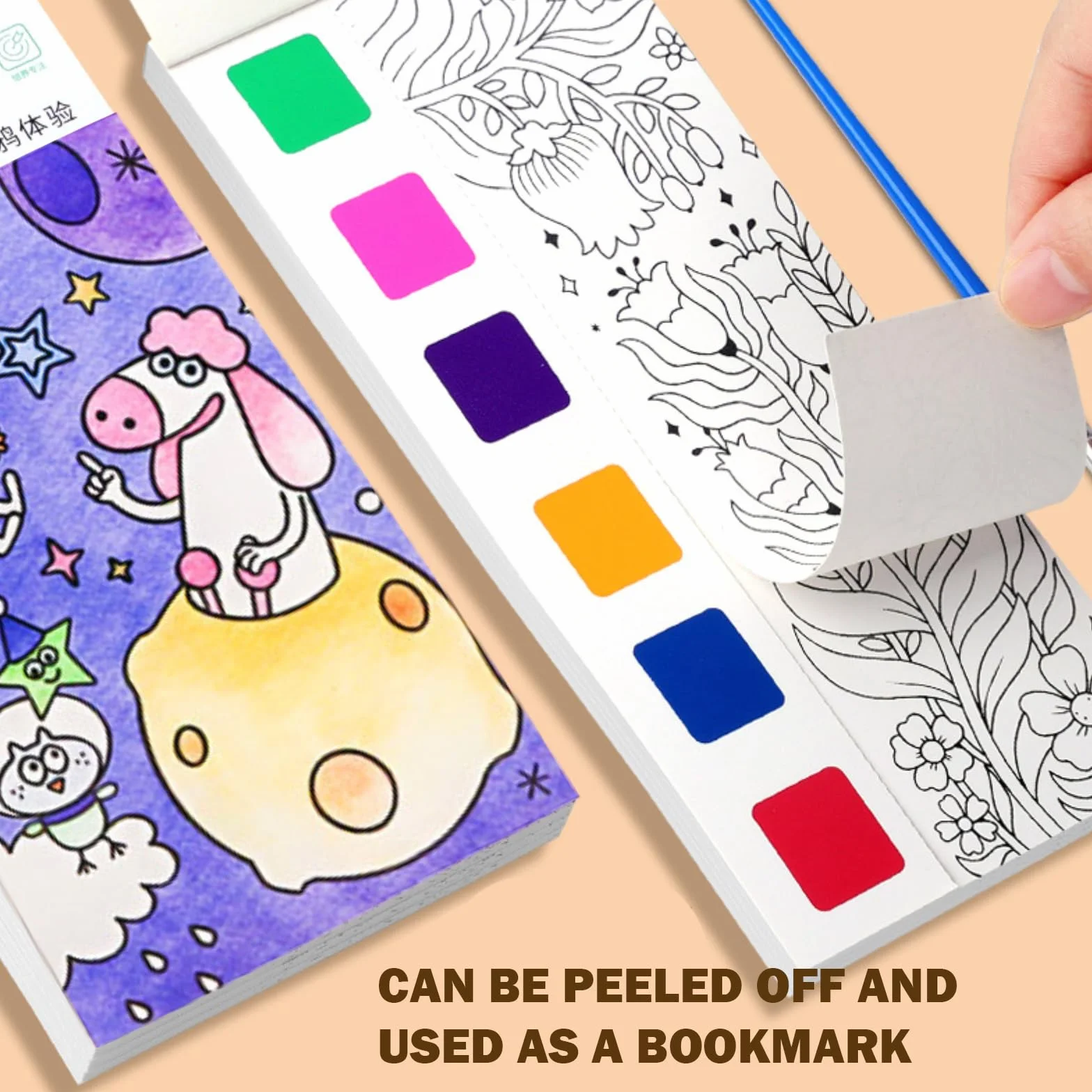 Livre Peinture Aquarelle avec Pinceau Réservoir D'eau, Livre Coloriage Enfant A5 72 Pages