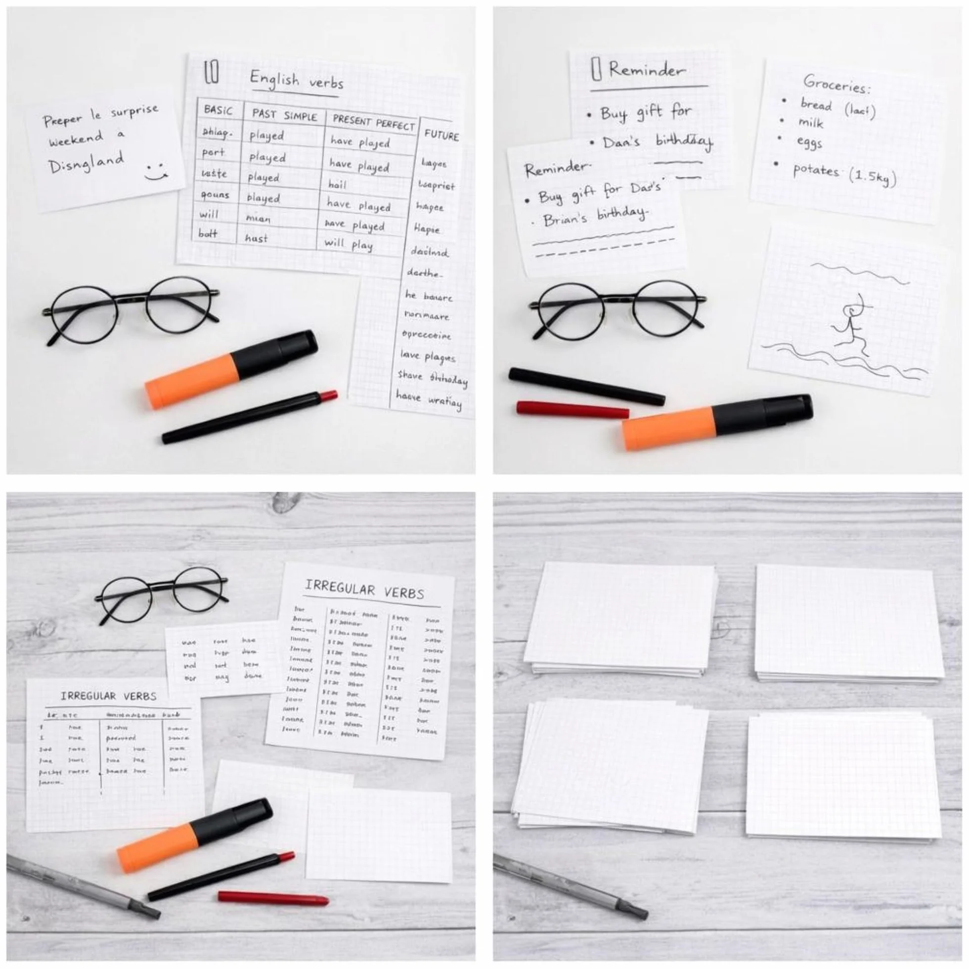 Exacompta Pack Essentiel 3 Étuis 100 fiches bristol quadrillées 5x5 non perforées 100 x 150 mm blanc