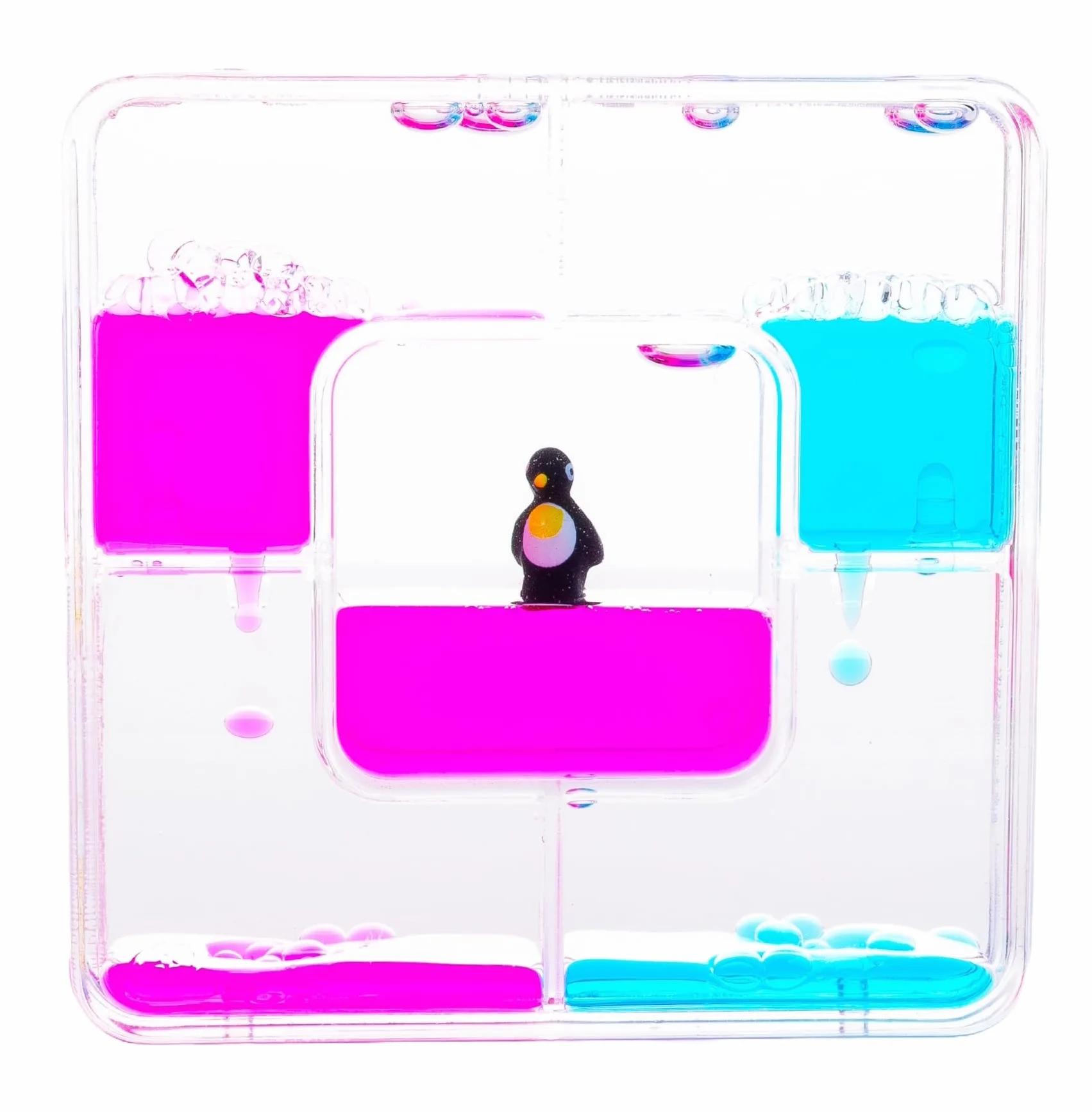 Liquid Sensory Square Penguin Timer pour Autisme, Besoins sensoriels, TDAH, Réduction Stress Anxiété