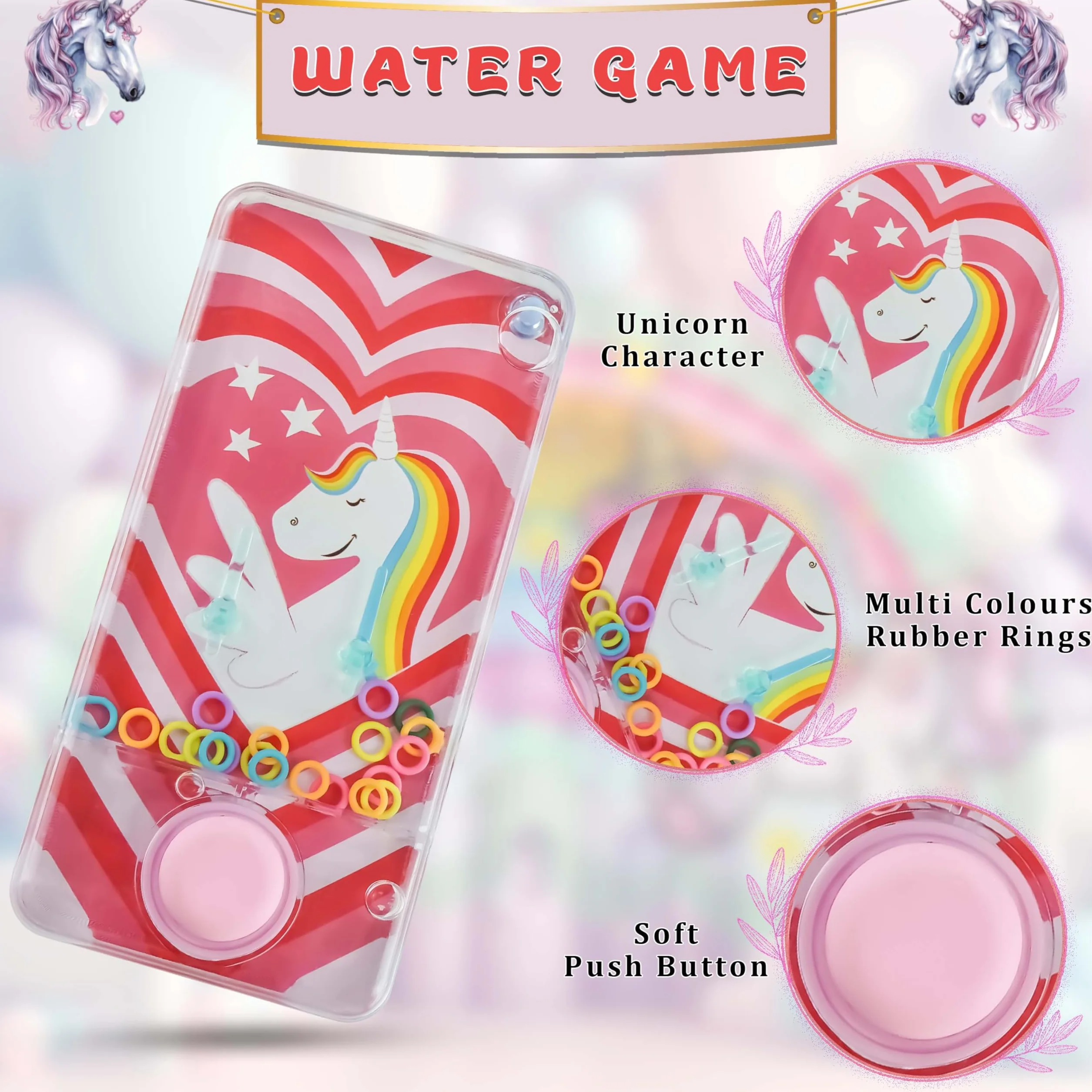 Jeu de lancer d'anneaux d'eau licorne cœurs 14 cm jouet aquatique portable pour enfants cadeau fête