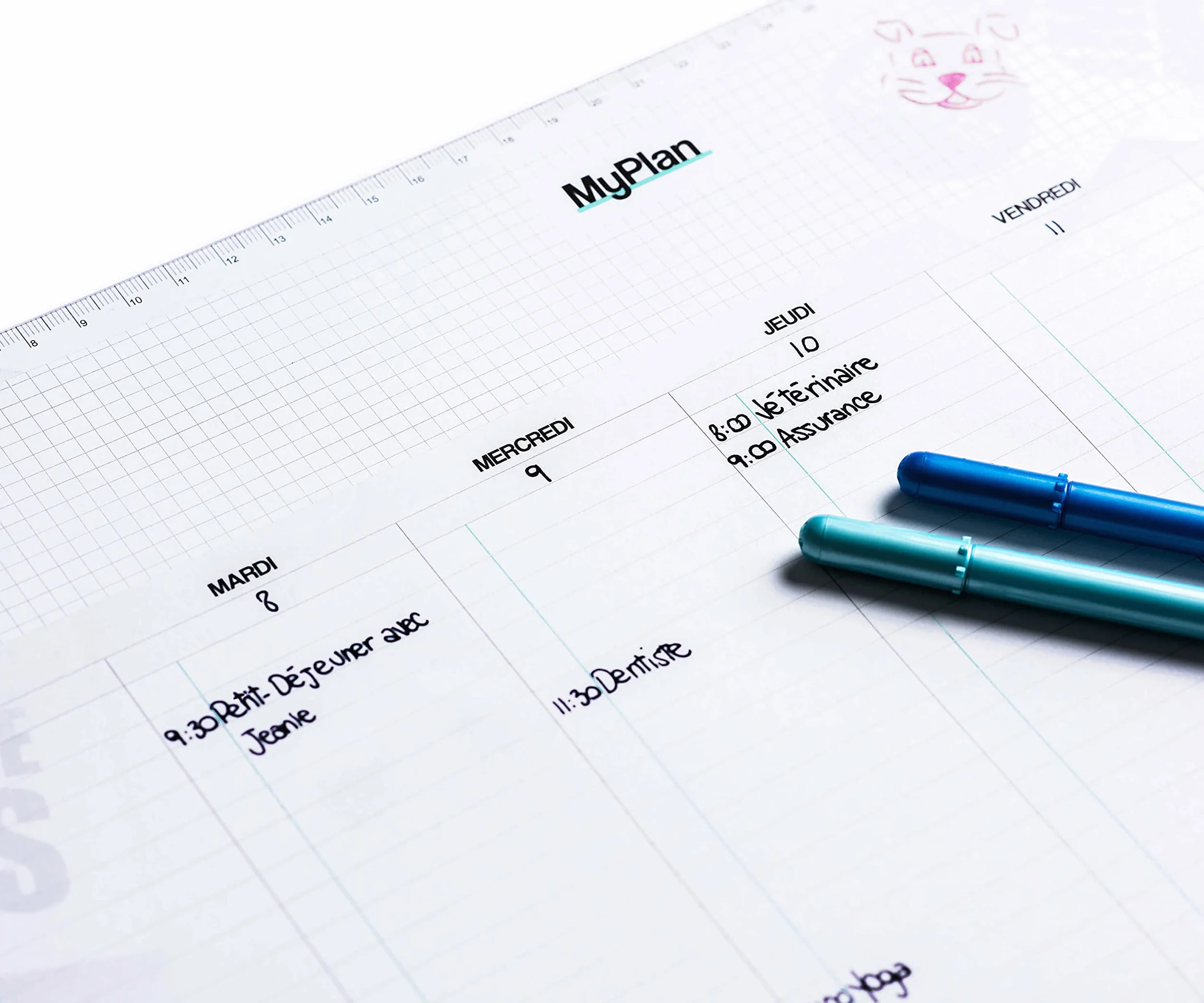 Planificateur Hebdomadaire de Table A4 Détachable - Calendrier Perpétuel 2025 2026 Semainier Mensuel