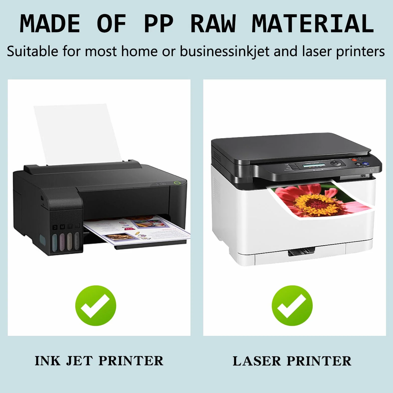 Kit Feuille Transparent Autocollant 50 Pièces, Stickers Vinyle Imprimable pour Imprimante Jet d'Encre et Laser