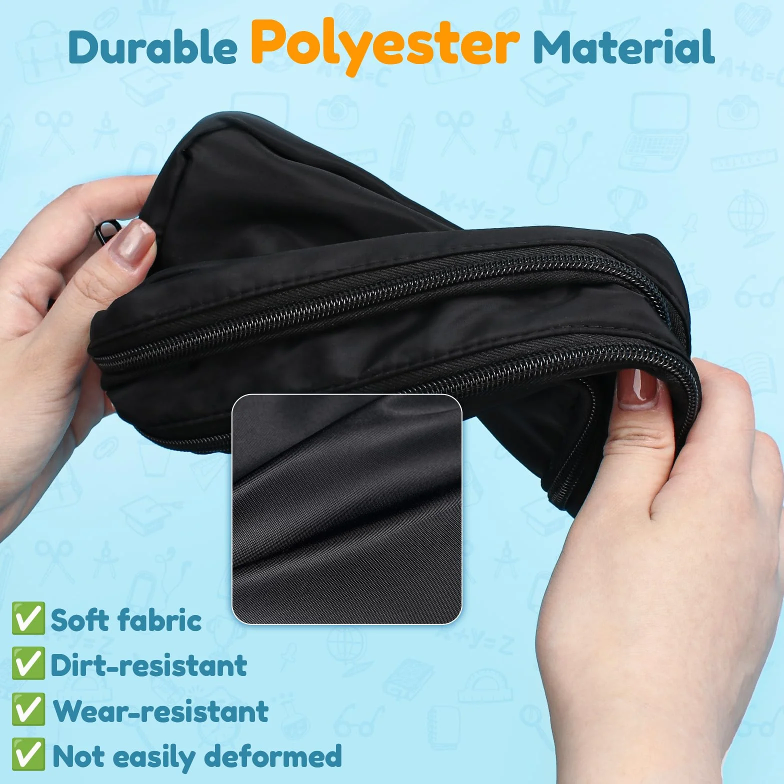 Euqvunn Trousse Crayons Grande Capacité 3 Compartiments Sac de Papeterie Organisateur Fourniture Scolaire Bureau