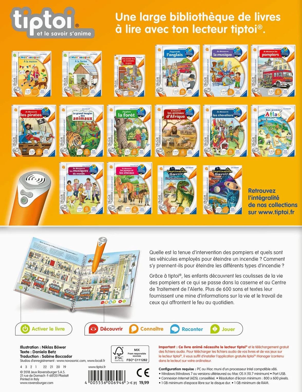 Ravensburger Livre interactif tiptoi Je découvre les pompiers Jeux éducatifs sans écran français Enfants 4 ans 00694