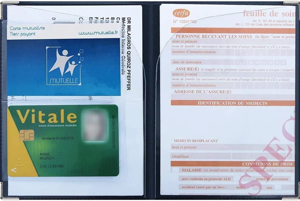 Porte Ordonnance Bleu Pétrole Fabrication Française Etui Carte Vitale Dossier Santé