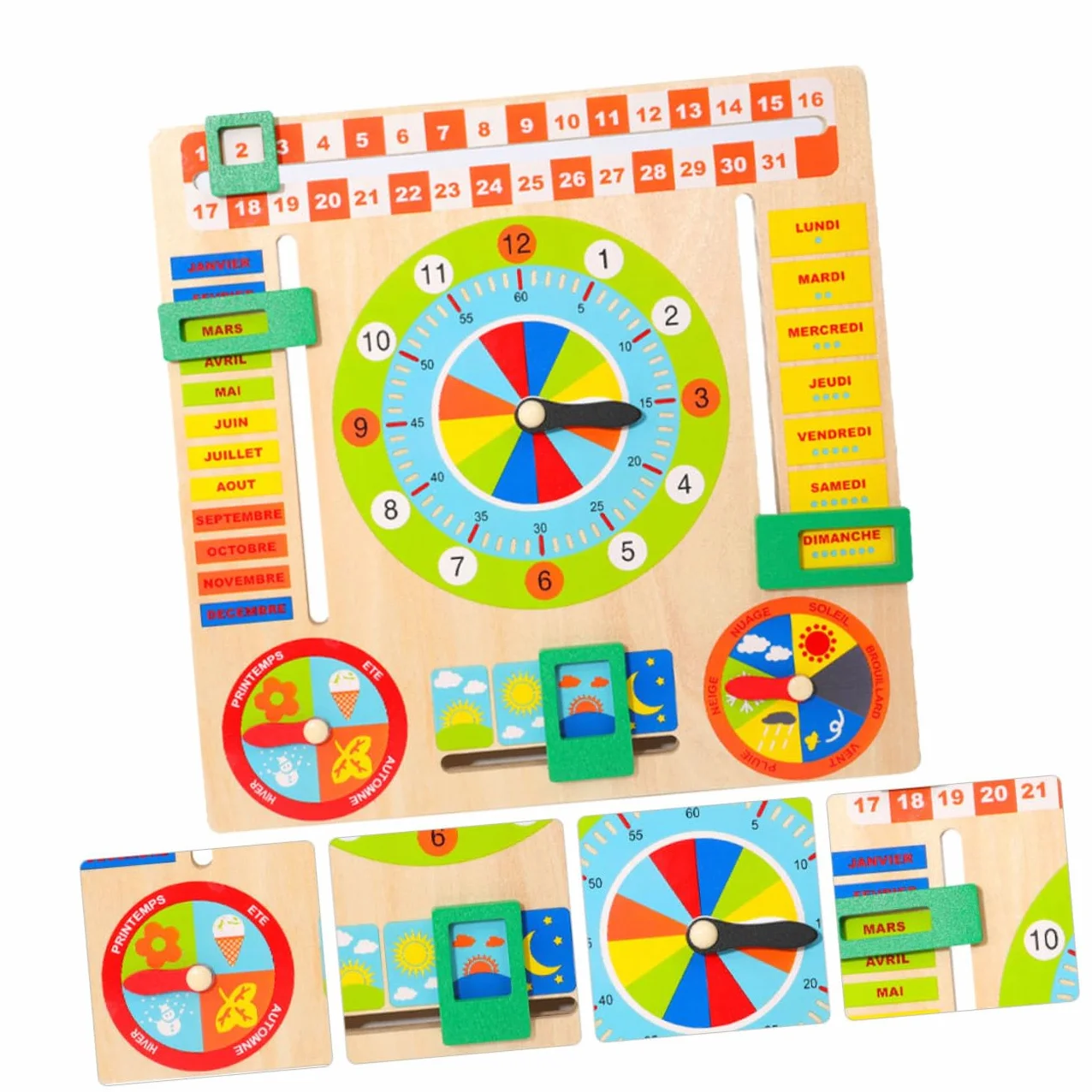 Horloge en Bois Jouet d'Apprentissage pour Enfants Surface Lisse Éveil Éducation Précoce