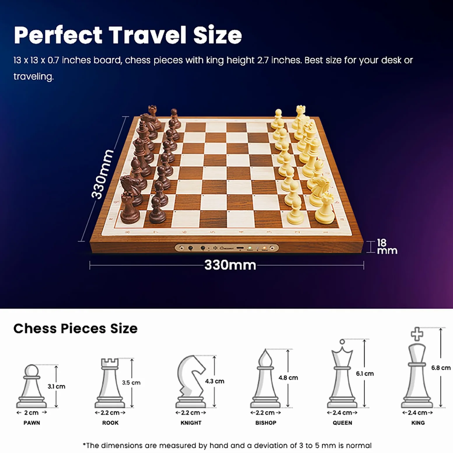 Jeux d'échecs électroniques Chessnut Air - Échiquier en Bois Fait Main, LED, IA adaptative et Application
