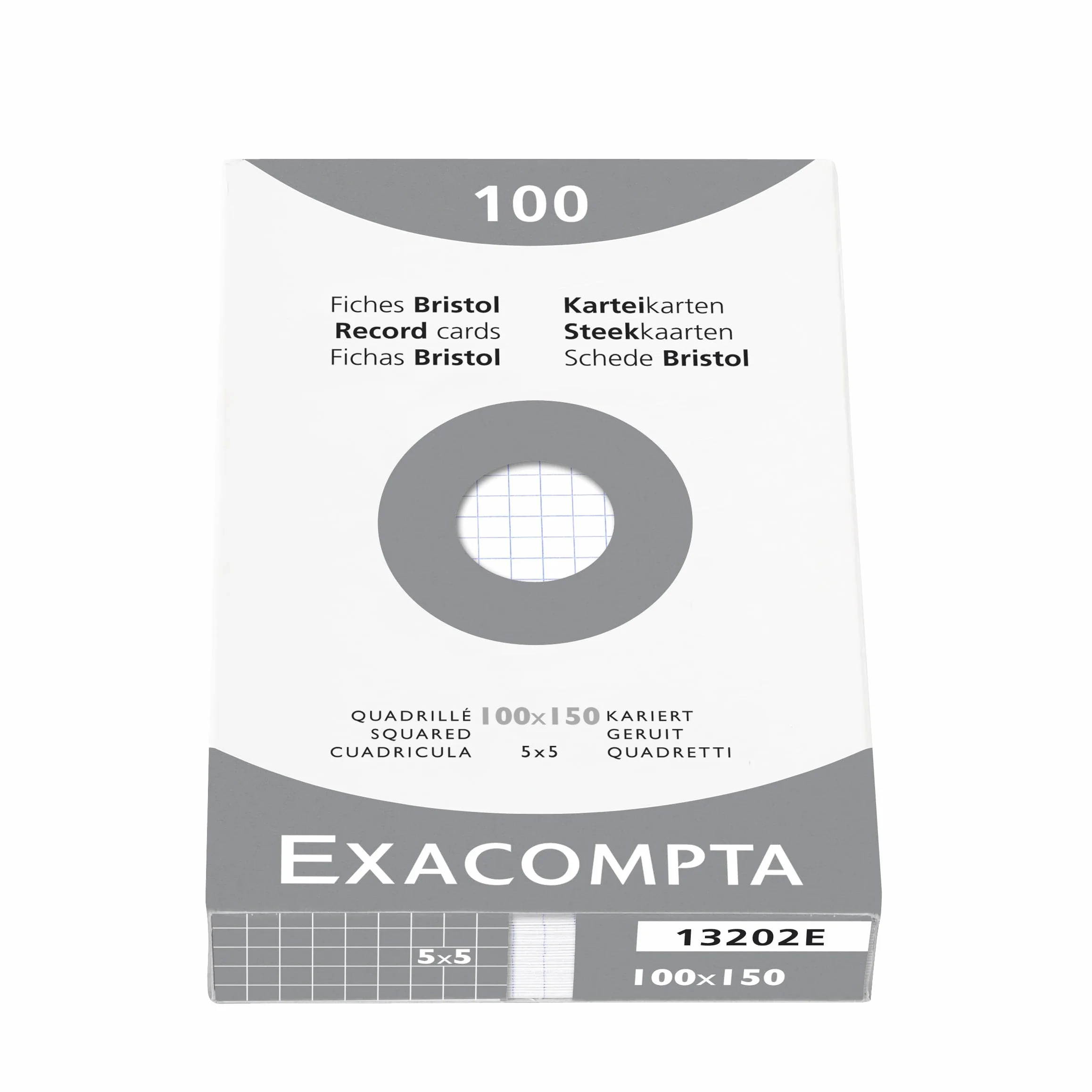 Exacompta Pack Essentiel 3 Étuis 100 fiches bristol quadrillées 5x5 non perforées 100 x 150 mm blanc