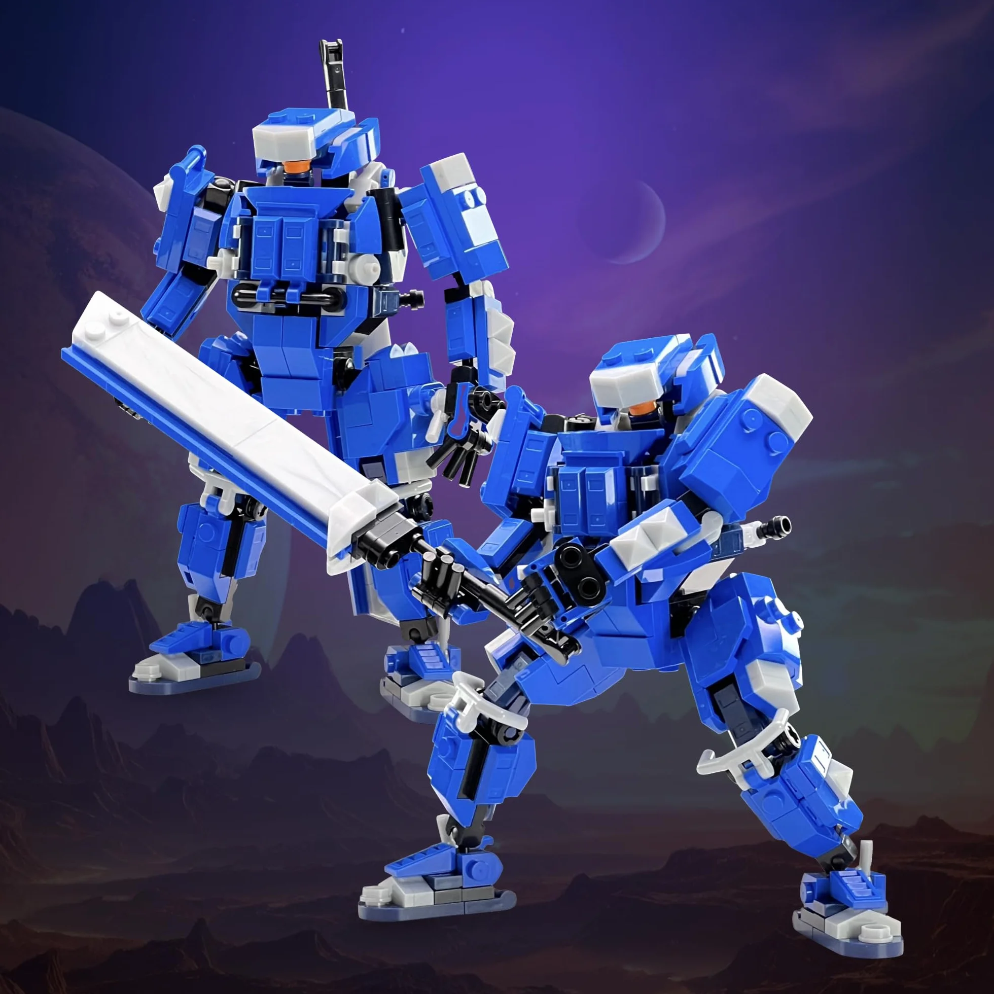 MyBuild Keiji 5027 Unité Mecha à Armure Bleue avec Épée Longue Robot Articulé Jouet Construction 14+