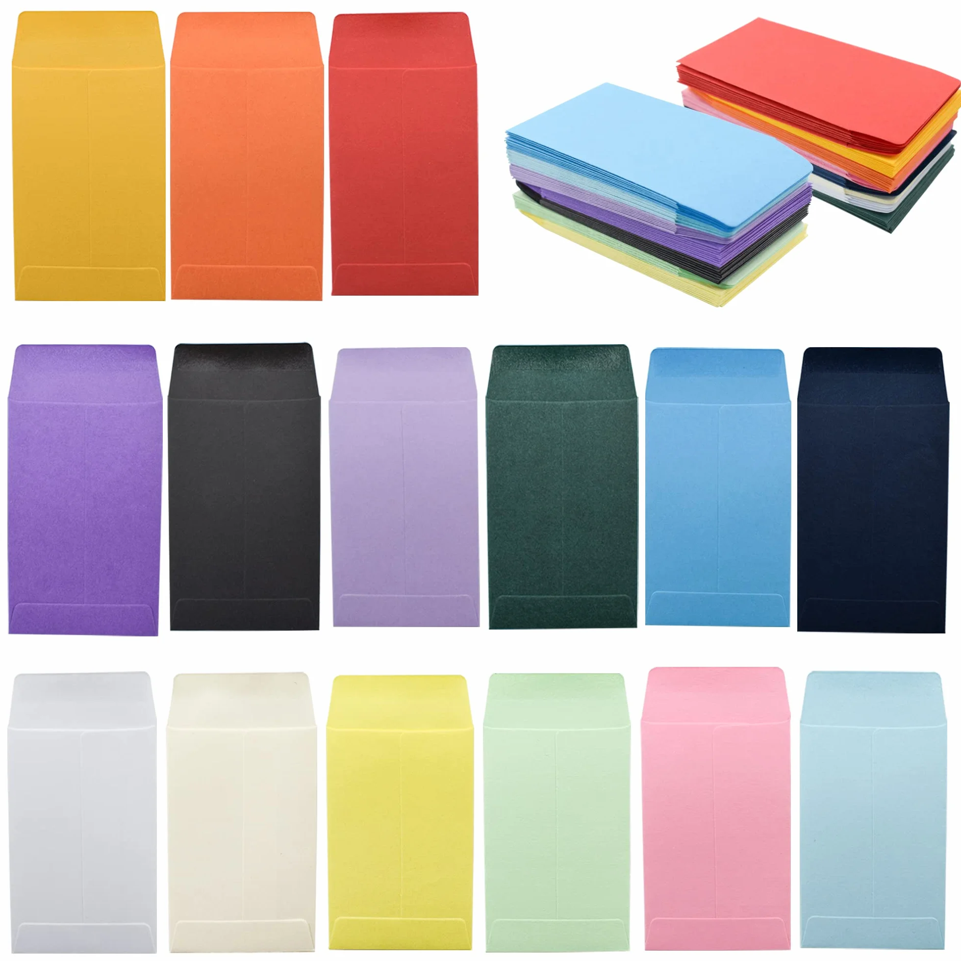 VANRA Lot de 150 Enveloppes Colorées pour Pièces de Monnaie 5,3 x 8,9 cm