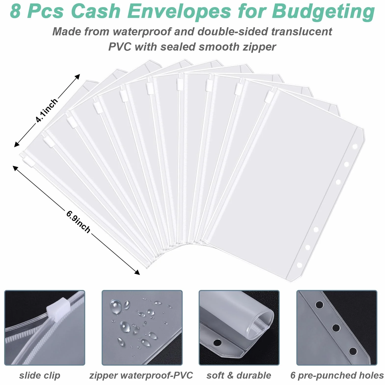 PU Leather A6 Budget Binder Cash Envelopes for Women Floral