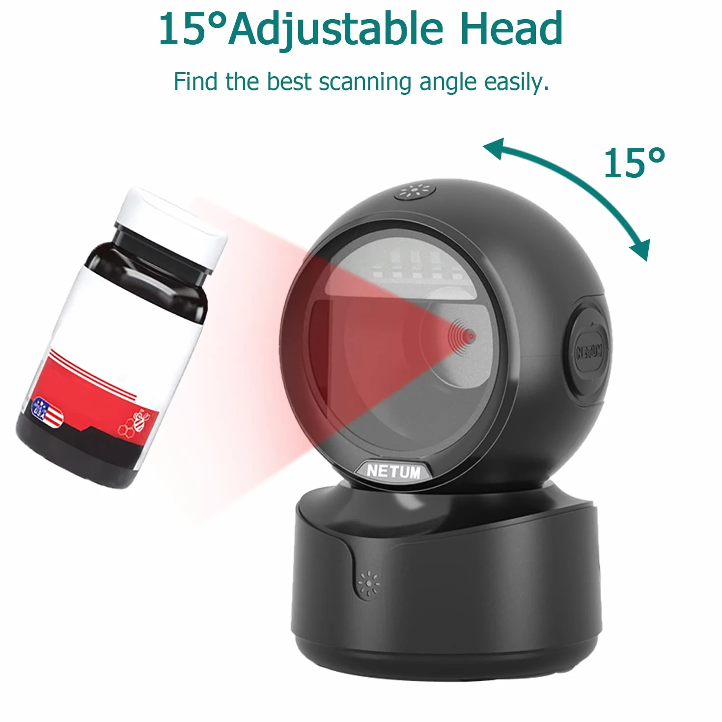 NetumScan Lecteur Code Barres USB QR 1D 2D Mains Libres Plateforme de Scan pour Écran