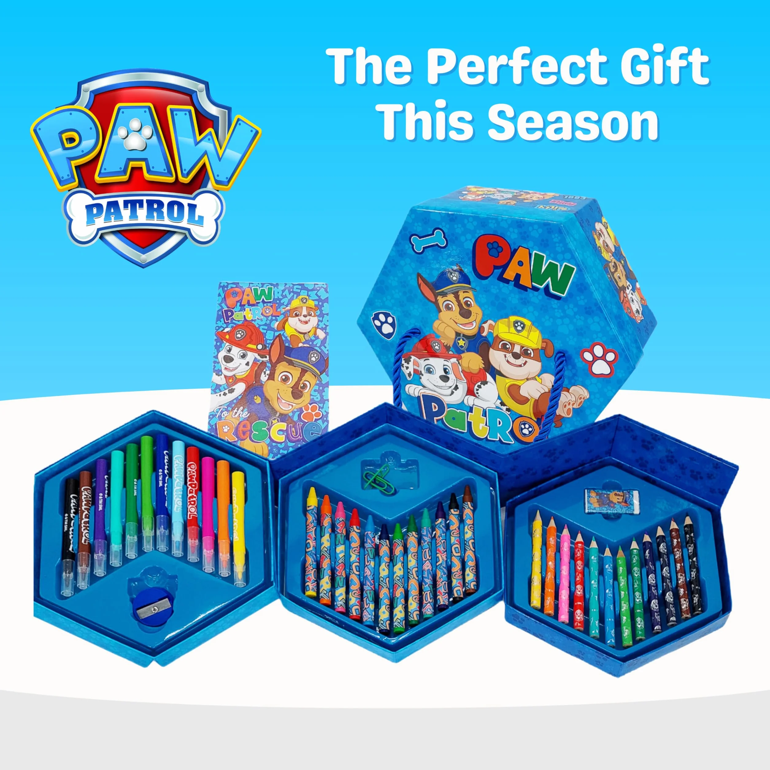 Paw Patrol Ensemble de Papeterie, Crayons de Couleur, Marqueurs, Cahier, Mallette Scolaire Enfants