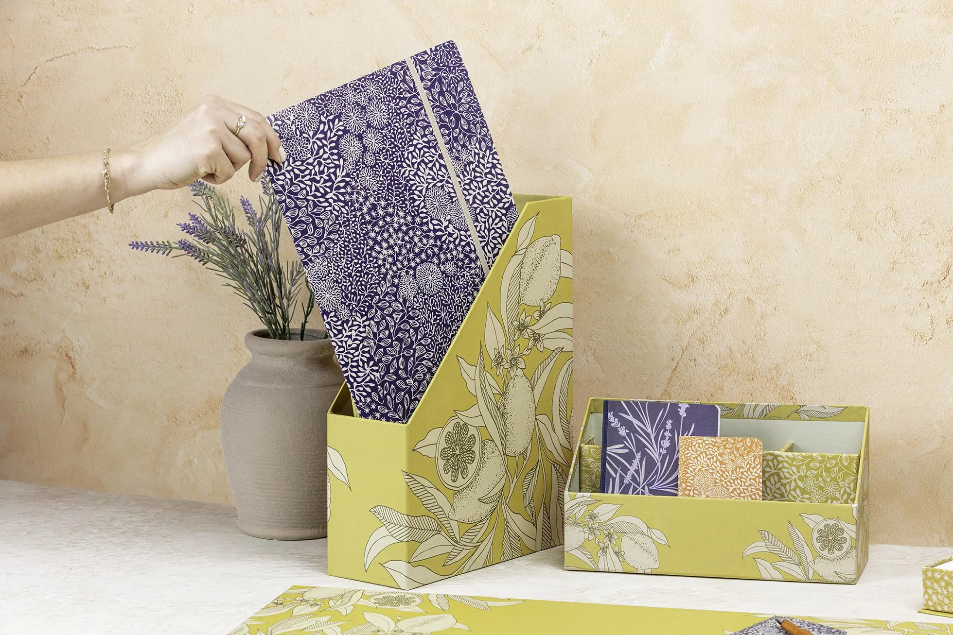 Clairefontaine Porte-Revue Fleurs de Citronnier Carton 25x10x32,5cm Jardin des Sens