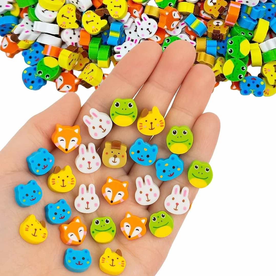 50 Pièces Gommes Animaux Mignons Effacer Crayons Dessin Animé Cadeaux Enfants