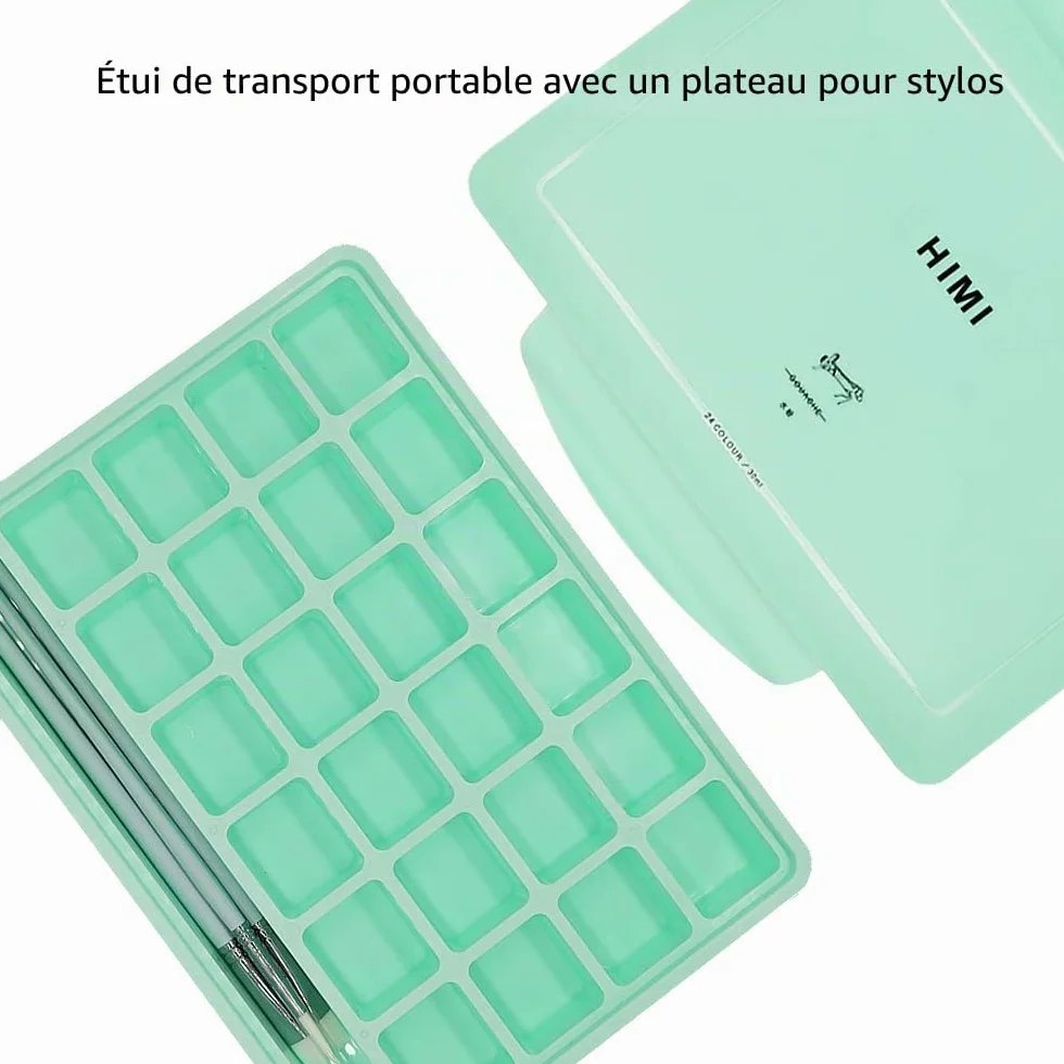 HIMI Ensemble peinture gouache 24 couleurs 30 ml non toxique pour toile papier aquarelle débutants artistes