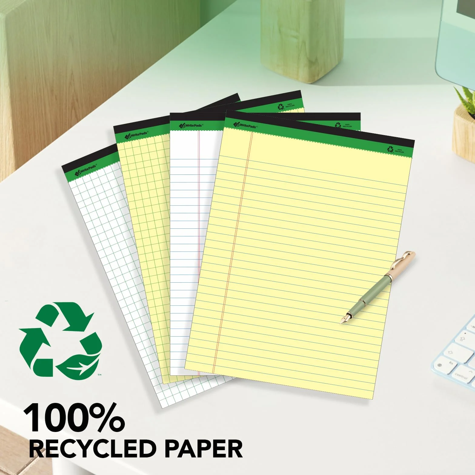 KAISA KSU-5675 Papier recyclé perforé 50 feuilles 12,7 x 20,3 cm Jaune canari
