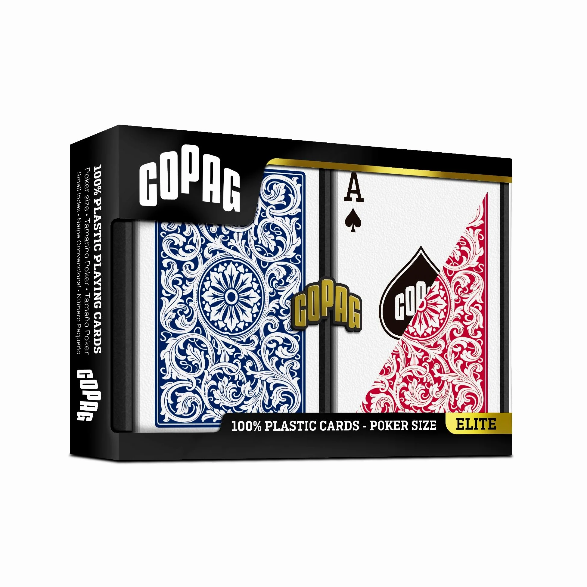 Copag 1546 Design Lot de 6 jeux de cartes 100 % plastique Rouge/bleu