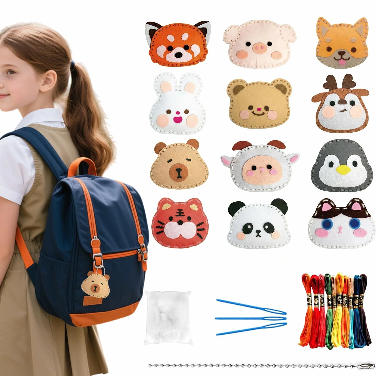 Ensemble De Couture en Feutre 12 Pièces Animaux Kit De Bricolage pour Enfants Débutants